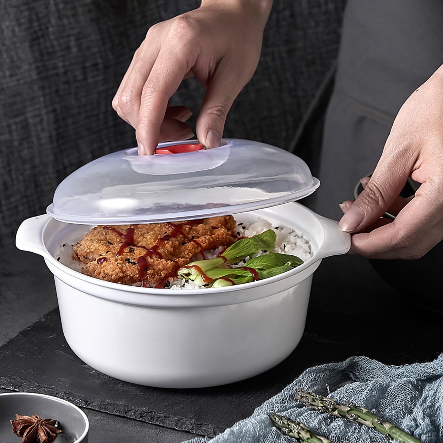 POYIPI 2 PCS Microwave Ramen Bowl with Lid Ramen Cooker Soup Containers Noodles Bowl Microwave Safe Mixing Bowls Microwave Steamer with Handls Microwavable Cookware for Office, College Dorm