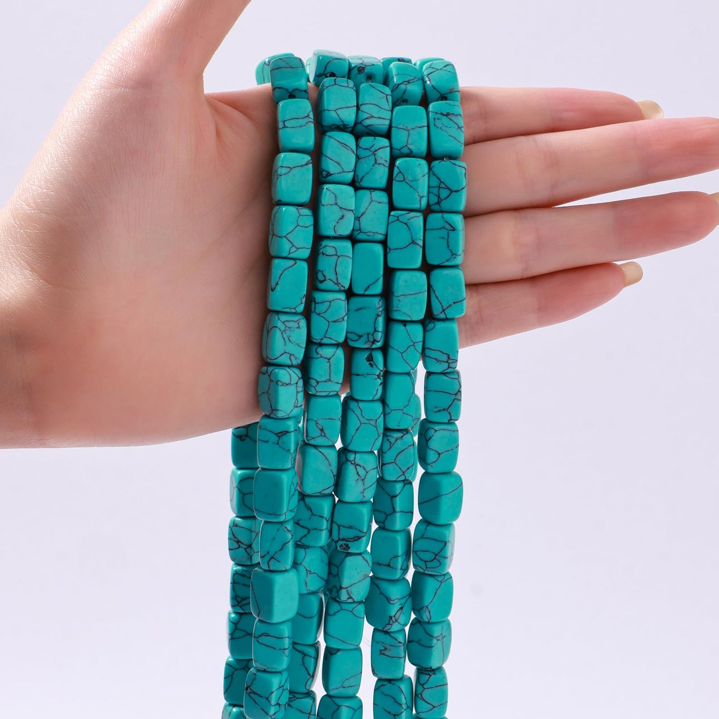 Natural Large Blue Turquoise Cube Stone Beads 8x11mm 38cm/str Loose Semi Gemstone Stone Square Beads for Making Bracelets Necklace