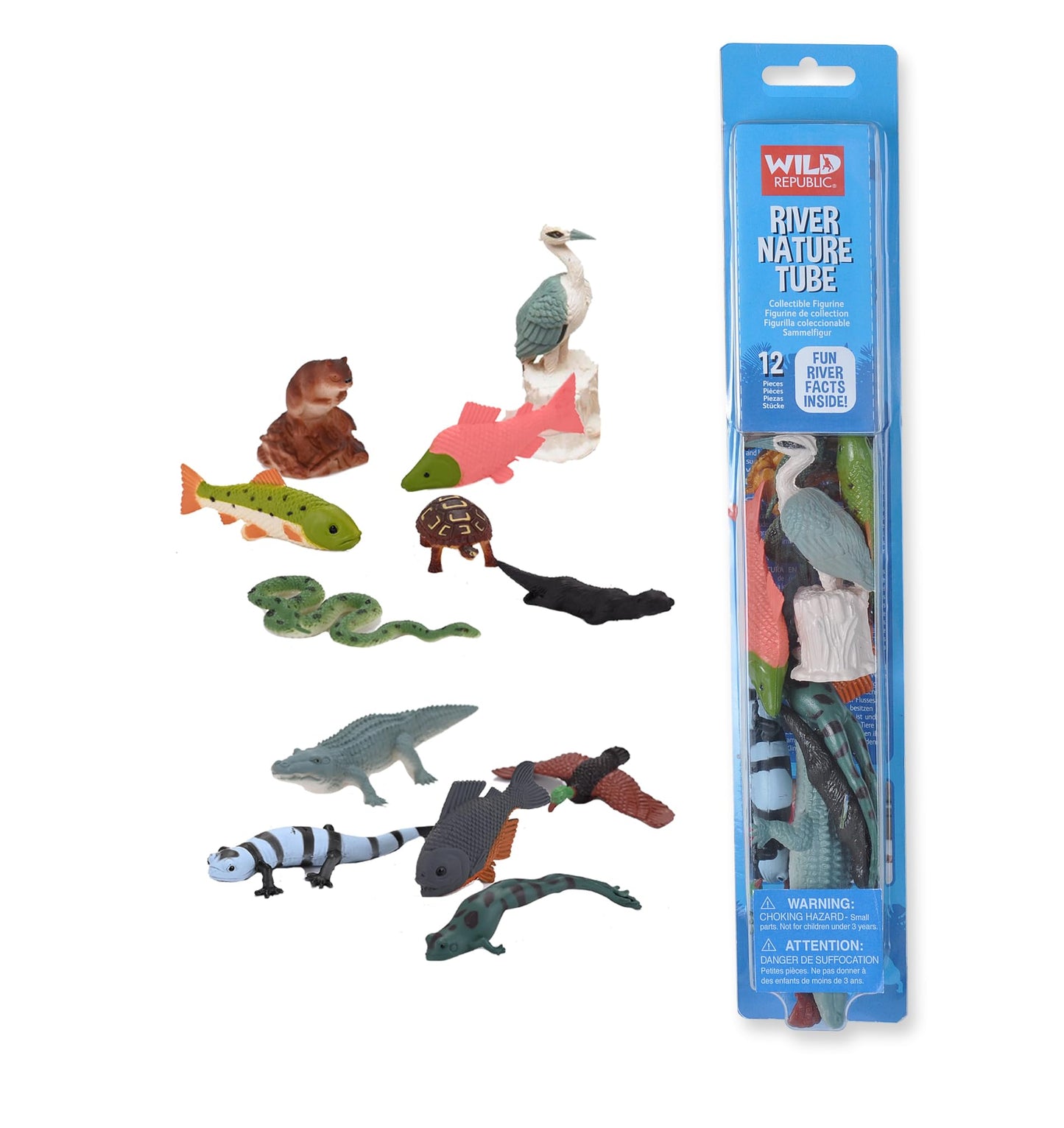 Wild Republic Nature Tube River, Animal Species Found in American Rivers, Gift for Kids, Great for Interactive Play