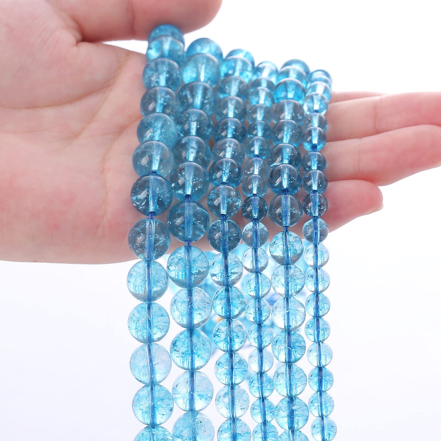 36PCS 10MM Beads Blue Crystal Quartz Gem Energy Crystal Healing Jewelry Making Natural Stone Beads DIY (Blue Crystal, 10MM)