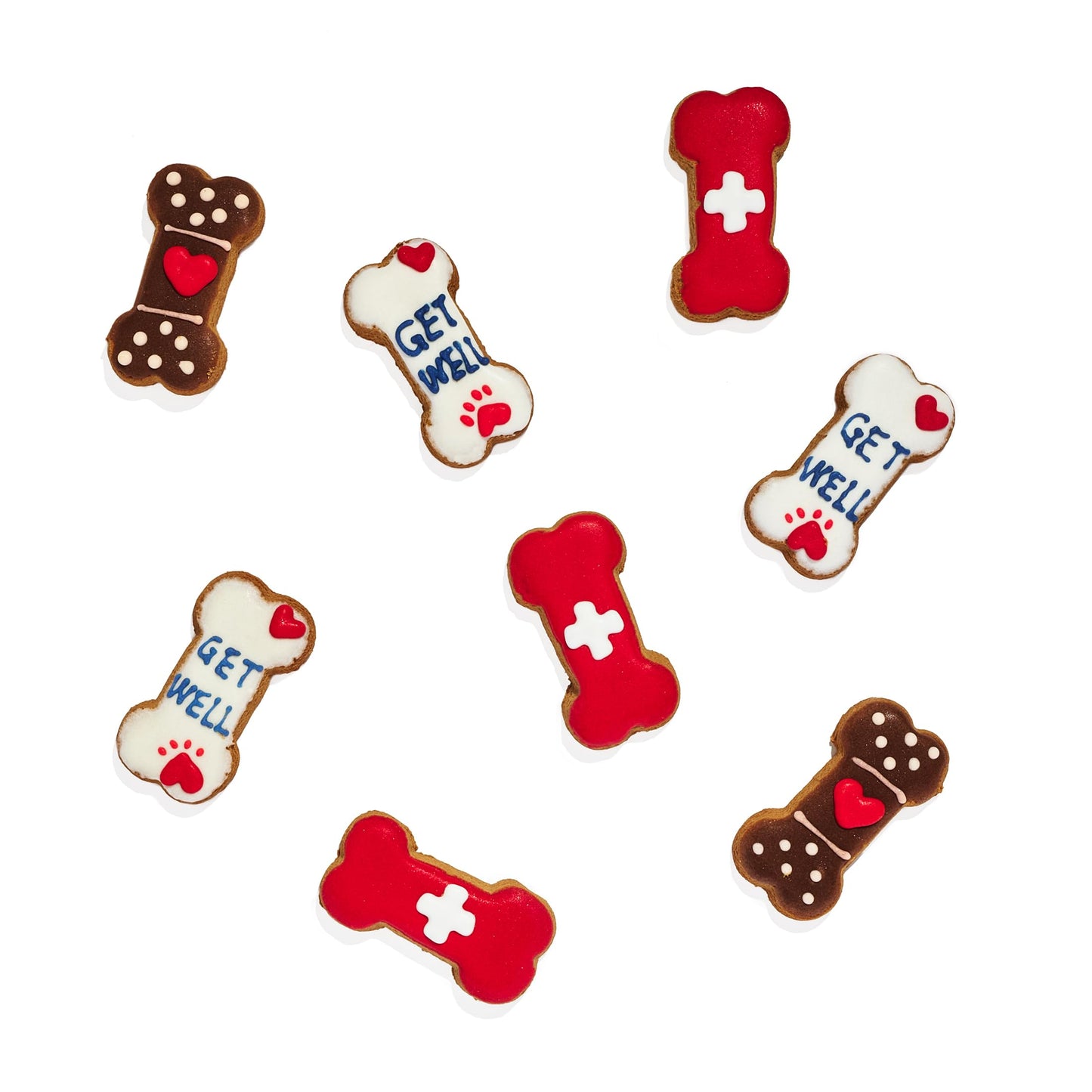 Thoughtfully Pets, Get Well Dog Cookies Gift Set, Crunchy Dog Treats Includes Colorfully Hand Decorated Get Well Themed Biscuits to Brighten Their Day, Set of 8