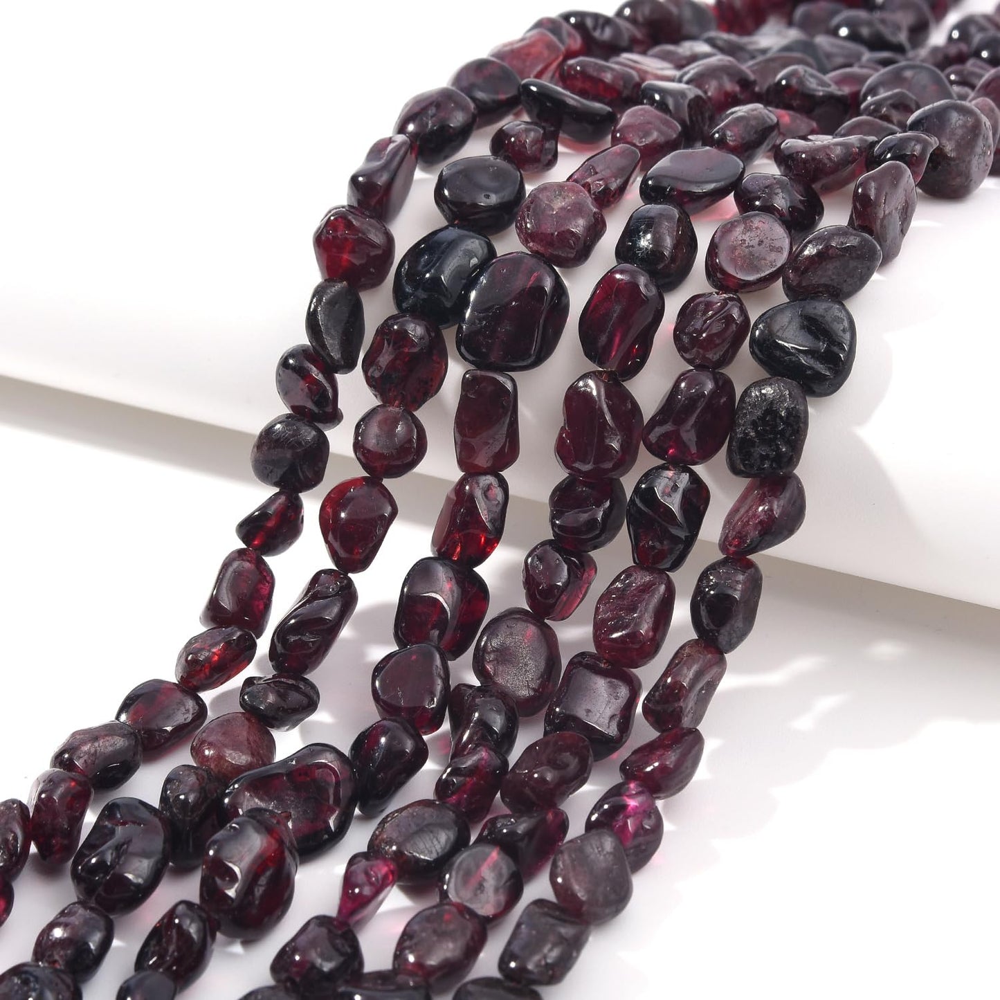 jodaying 6-8mm Natural Red Garnet Nuggets Oval Free Tumbled Pebble Semi Precious Gemstone Loose Stone Beads Approx 15.5 inch for DIY Jewelry Making