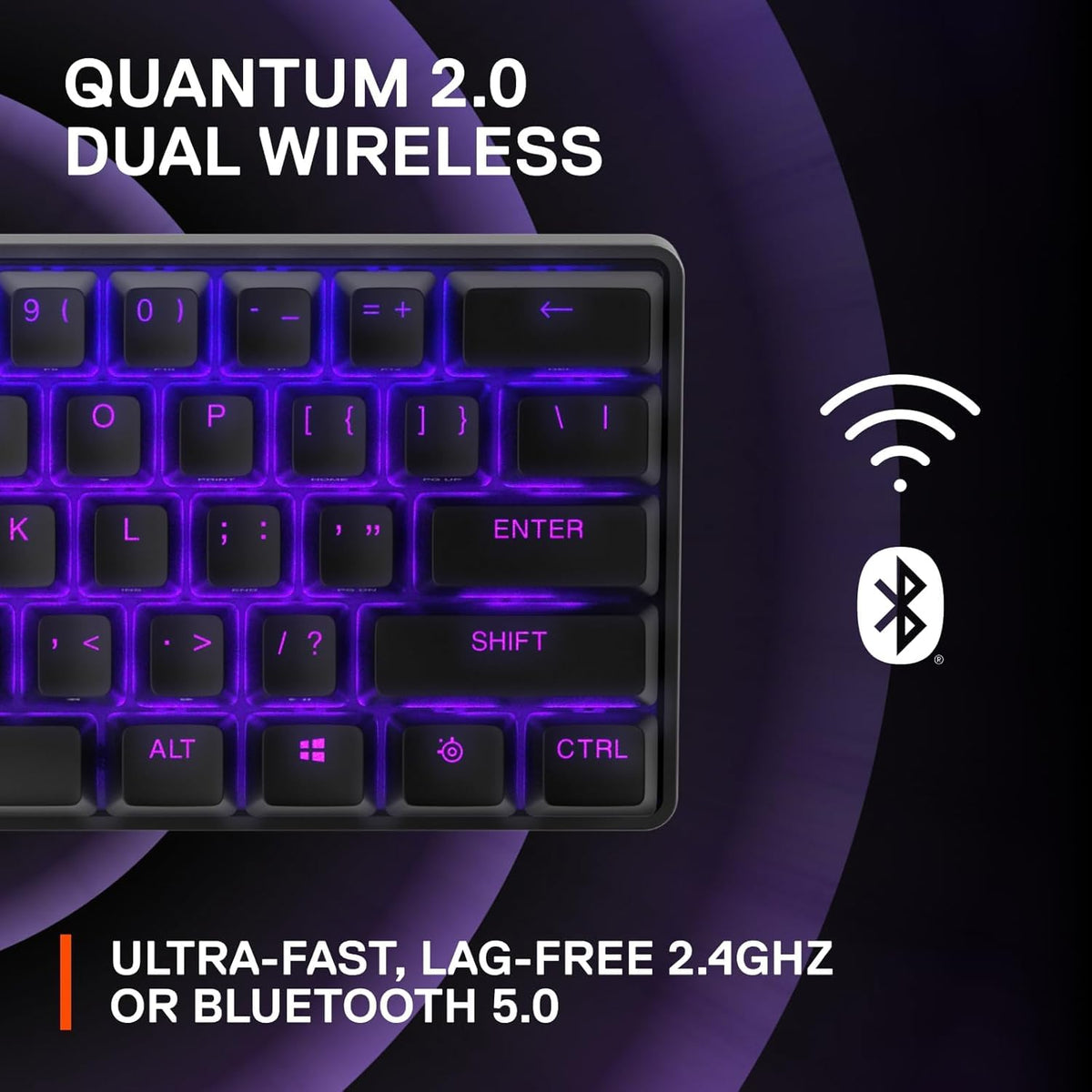 SteelSeries Apex Pro Mini Wireless Keyboard - 60% Design - OmniPoint 2.0 - Quantum 2.0 Wireless - Double Shot PBT Keycaps - Black