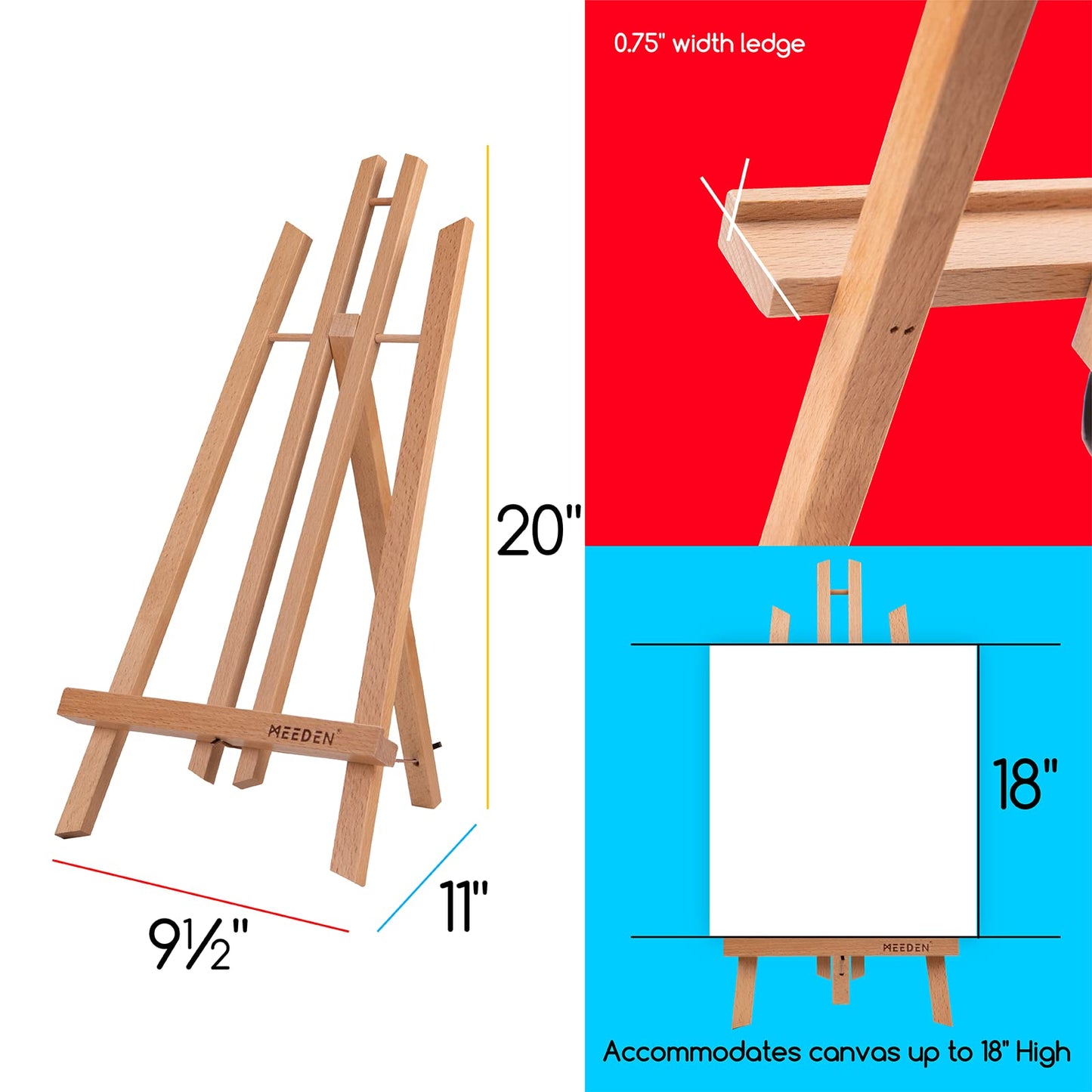 MEEDEN 6 Pack 20 Inch Art Beech Wooden Tabletop Easel for Sign Painting - Small Canvas Stand for Kids Adults