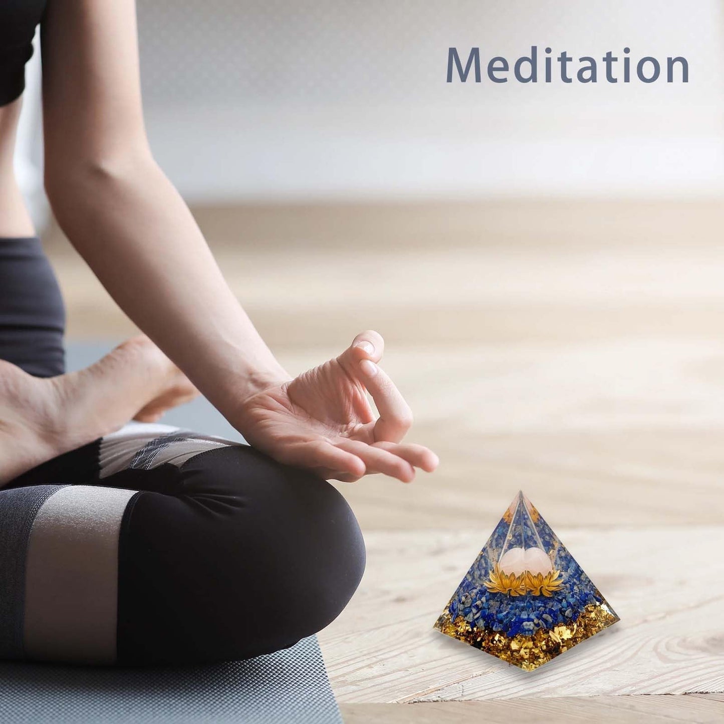 Crystal Pyramid, Lapis Lazuli Healing Crystal Pyramid Porstive Energy Generator, Natural Crystals Energy Pyramid for Attract Wealth Success and Lucky