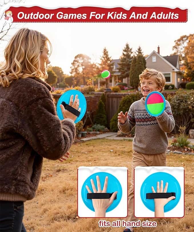 Qrooper Toddler Toys Toss and Catch Ball Set Christmas Stocking Stuffer for Kids Toddler, Toys for 3 4 5 6 7 8 Year Old Boys Girls Birthday Gift, Yard Outdoor Games for Kid Ages 4-8 8-12 Beach Pool