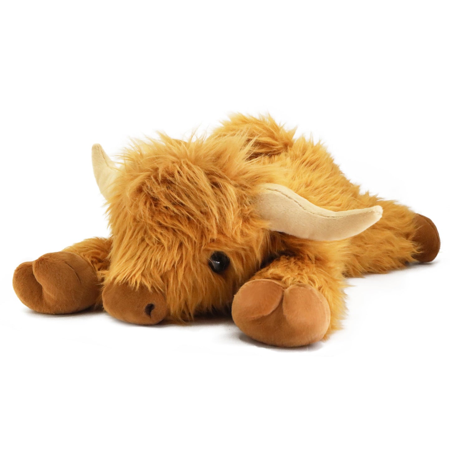 Highland Cow Plush Toy, 4-Pound Weighted Stuffed Animal, Microwaveable and Coolable - Suitable for Boys and Girls (Brown)