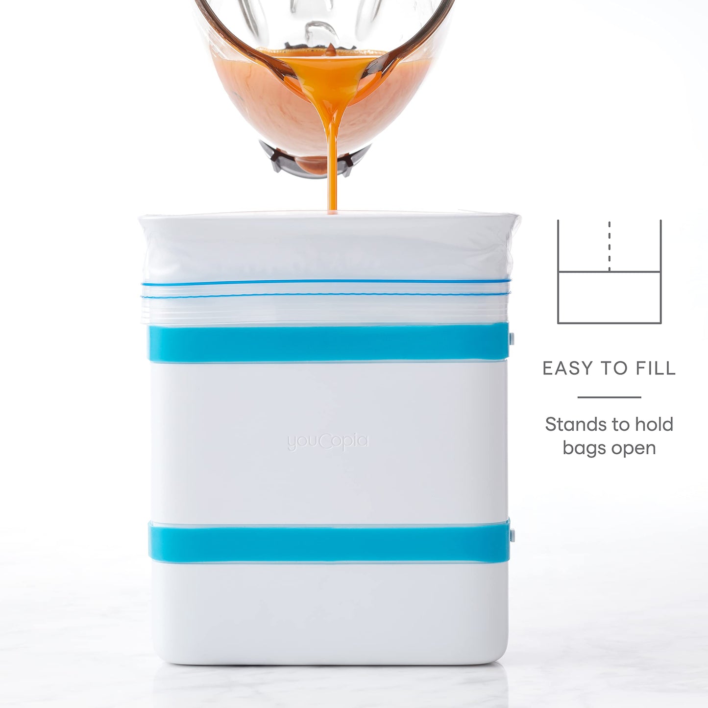 YouCopia FreezeUp Freezer Food Block Maker, 6 Cup, Meal Prep Bag Container to Freeze Soup and Leftovers