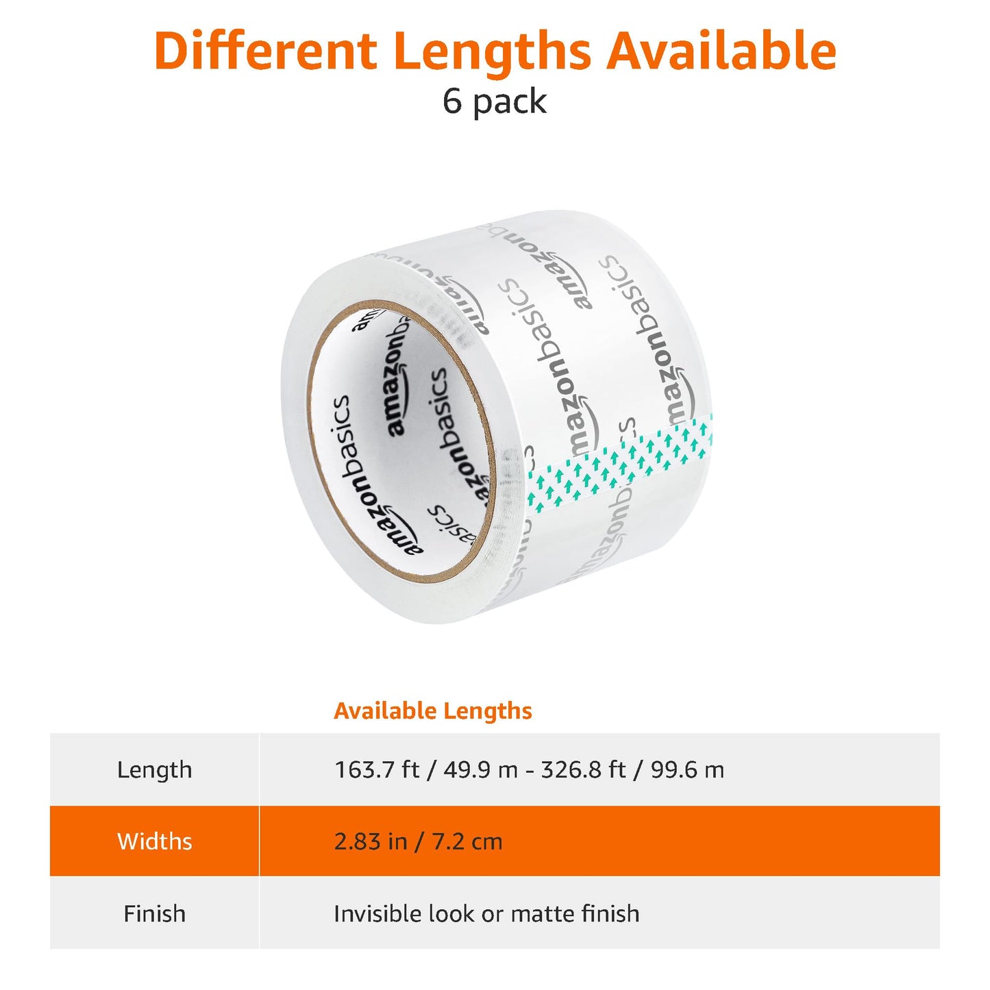 Amazon Basics Extra-Wide Packing Tape for Moving, Storage, Shipping and Sealing Boxes, Crystal Clear, Low Odor, 2.83" x 54.6 Yards, 6-Pack