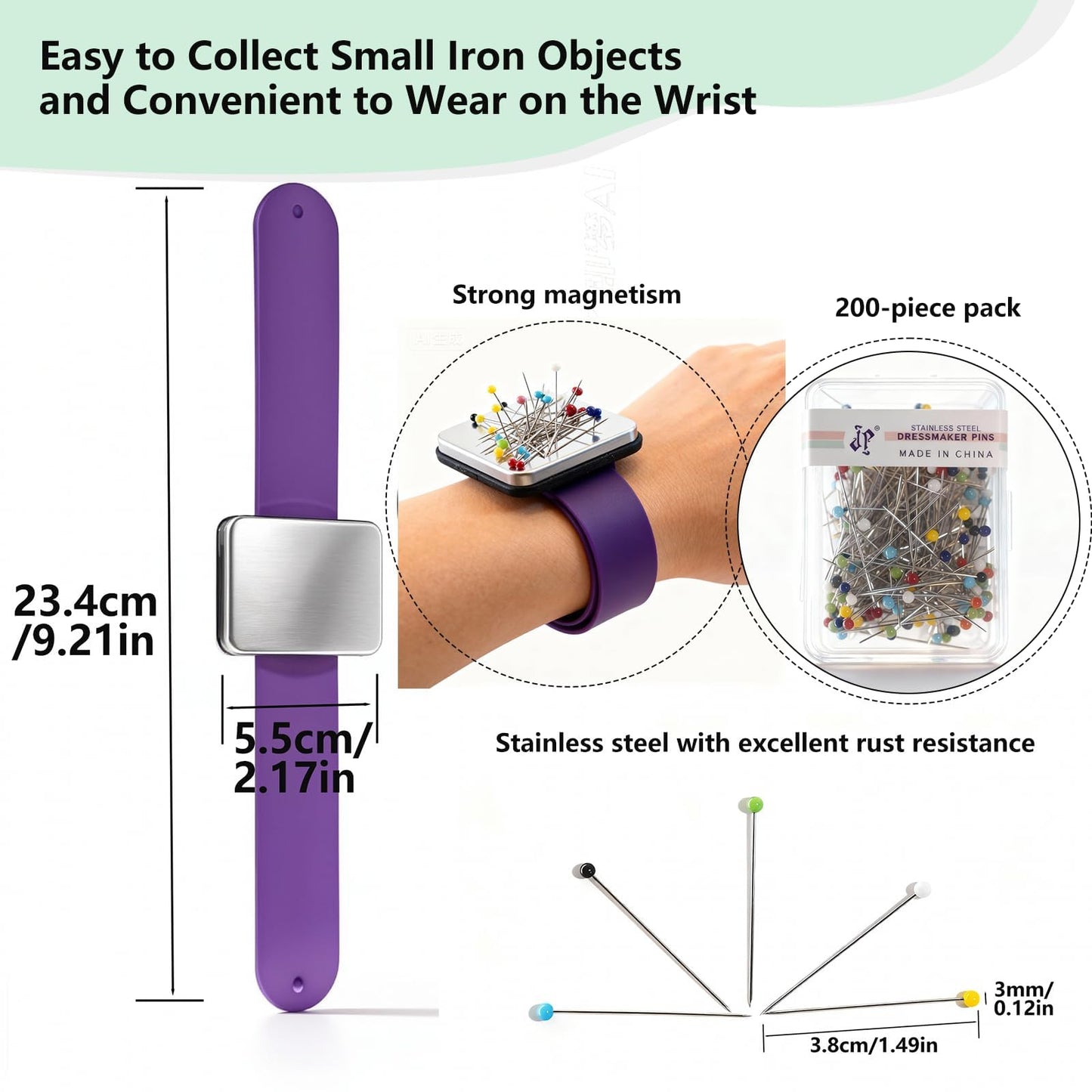 XWCSEWING Sewing Quilting Seam Kits and supplies-100 Pcs Plastic Sewing Clips and 200 Pcs Stainless Steel pins with Magnetic Holder