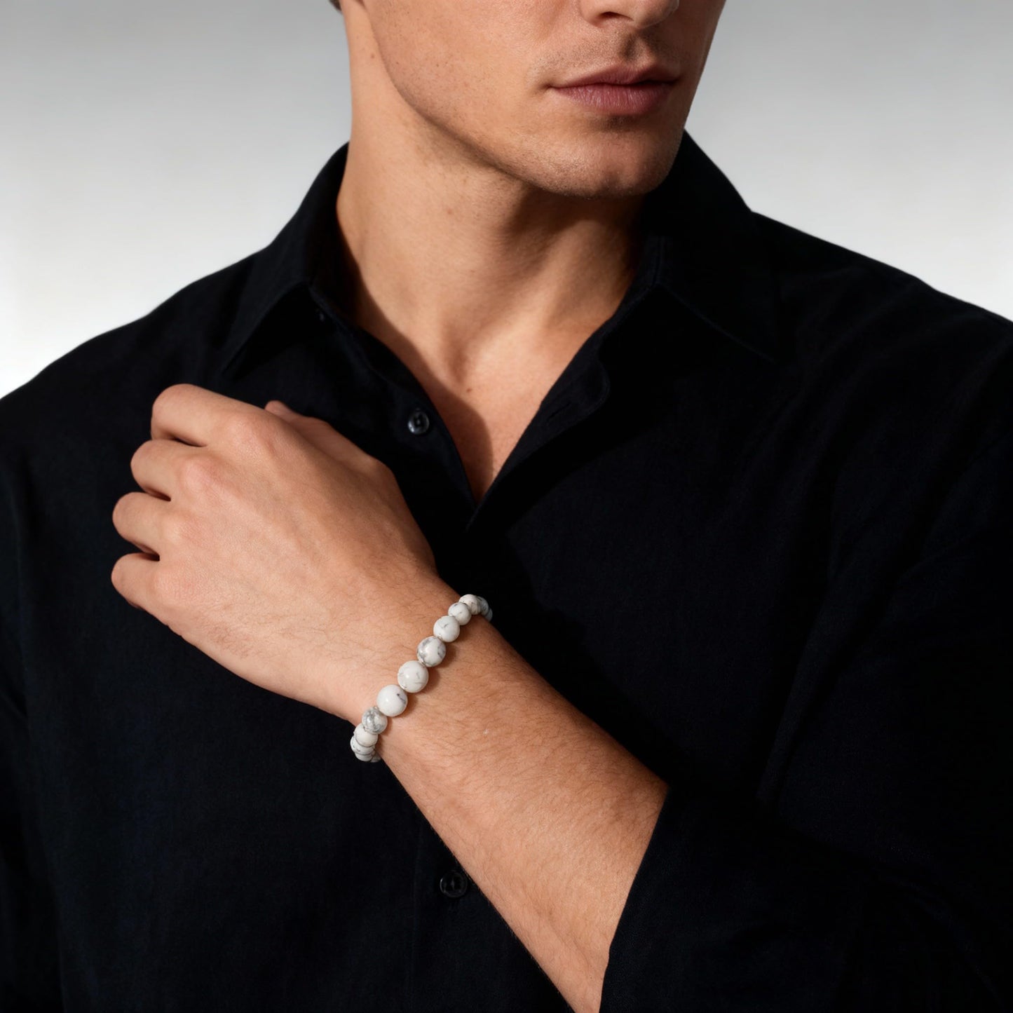 The Vida Handmade AAA+ Quality Crystal Stretch Elastic Bracelet - Nature Gemstone - Jewelry Gift - Holiday Gift - For Women & Men (Howlite)