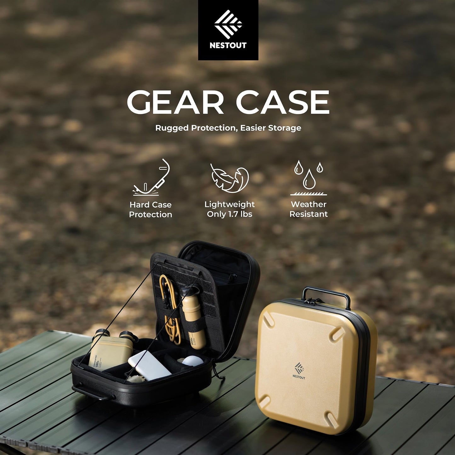 ELECOM NESTOUT Gear Storage Case, Lightweight Hard Shell, Water-Resistant, Stackable Organizer with Padded Dividers, Impact Resistant, Fits Travel Outdoor Batteries Tech Accessories