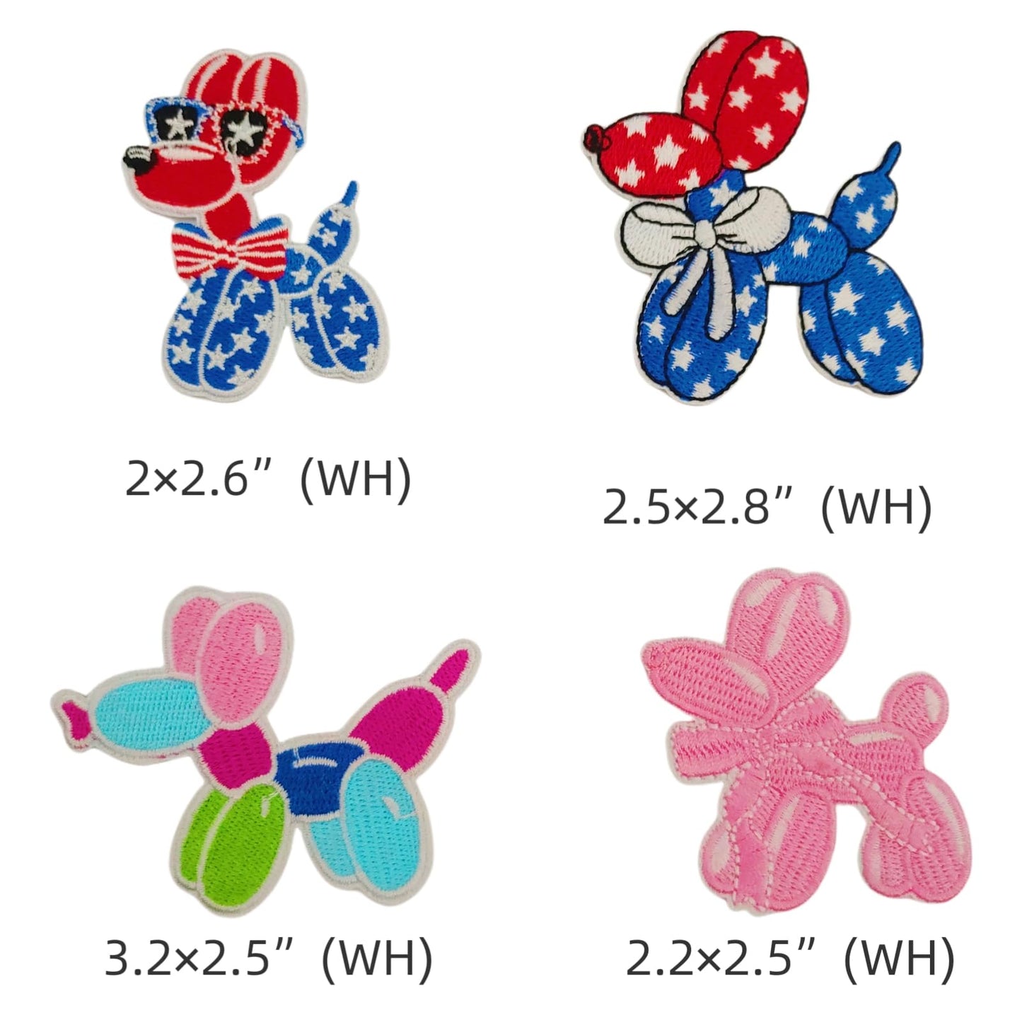 30pcs 10 Style Cute Balloon Dog Design Iron on Sew on Embroidery Patches,Funny Animal DIY Accessories for Clothes, Dress, Hat, Jeans