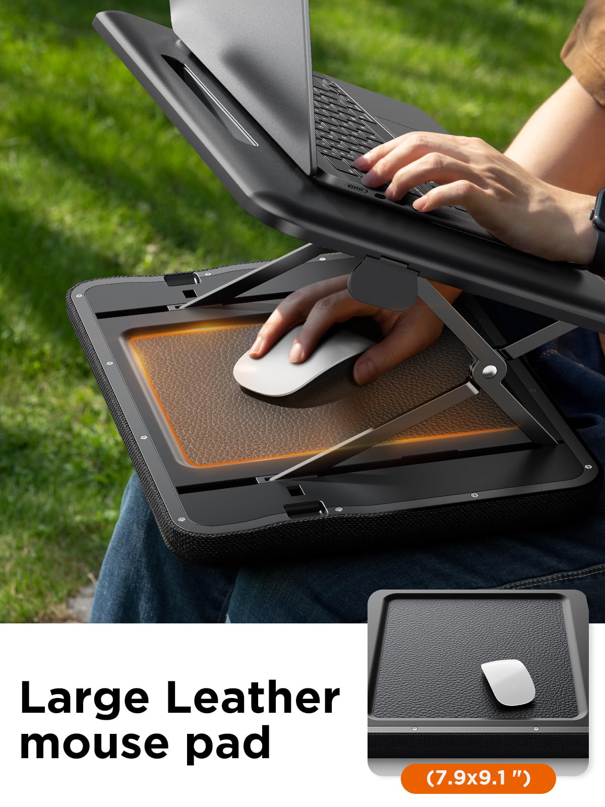 SAIJI Height & Tilt Adjustable Lap Desk, Portable Laptop Stand for Bed, Car, Couch and Recliner, Foldable Lap Desks - Up to 15.6 Inch Laptops