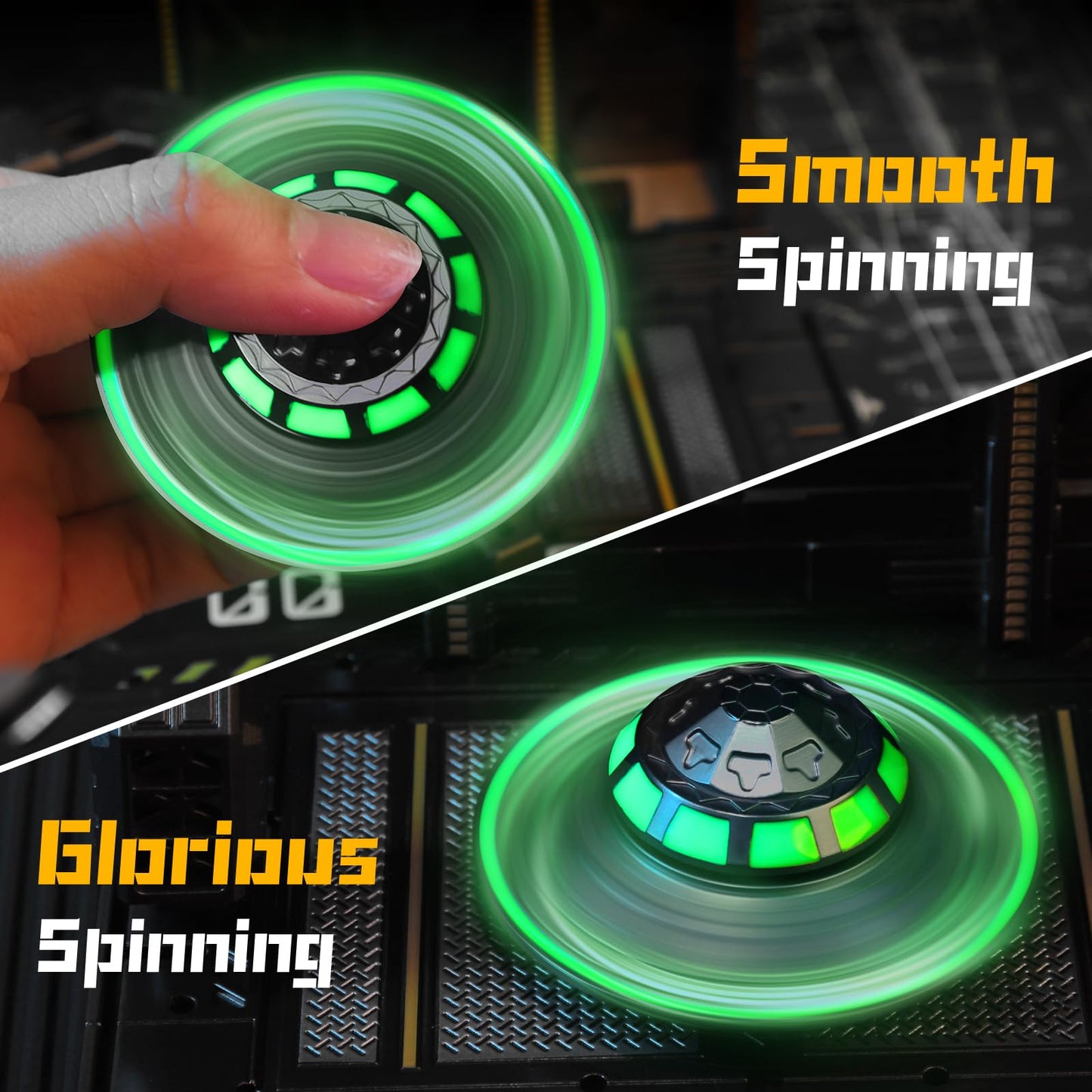 UFO Fidget Spinner for Kids Adults, Metal Luminous Space Desk Toy, Cool EDC Gadgets Anxiety Stress Relief Toys, Holiday Stocking Stuffer, Birthday Party Favor Gifts for Office Spaceship Toy