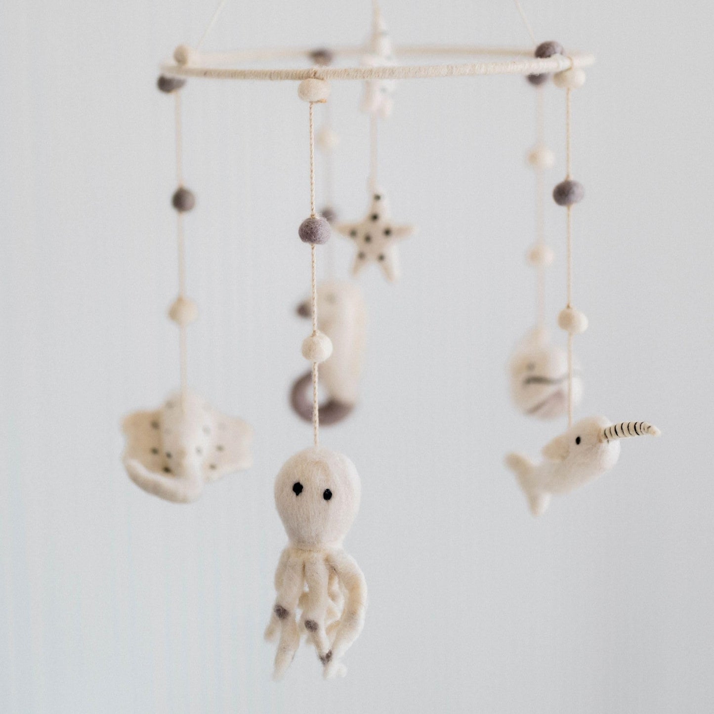 Pehr Classic Wool Felt Baby Mobile, Life Aquatic | Handmade Nursery Décor | Includes Gift Box | Ethical & Enchanting | 28” x 9”