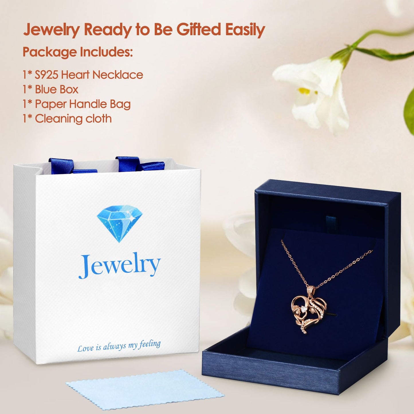 Zifeel Mothers Day Gifts for Mom Wife Her Grandma, S925 Sterling Silver Birthstone Necklaces Jewelry for Women, Mother's Day Love Heart Pendant Necklace for Anniversary Birthday Christmas Day