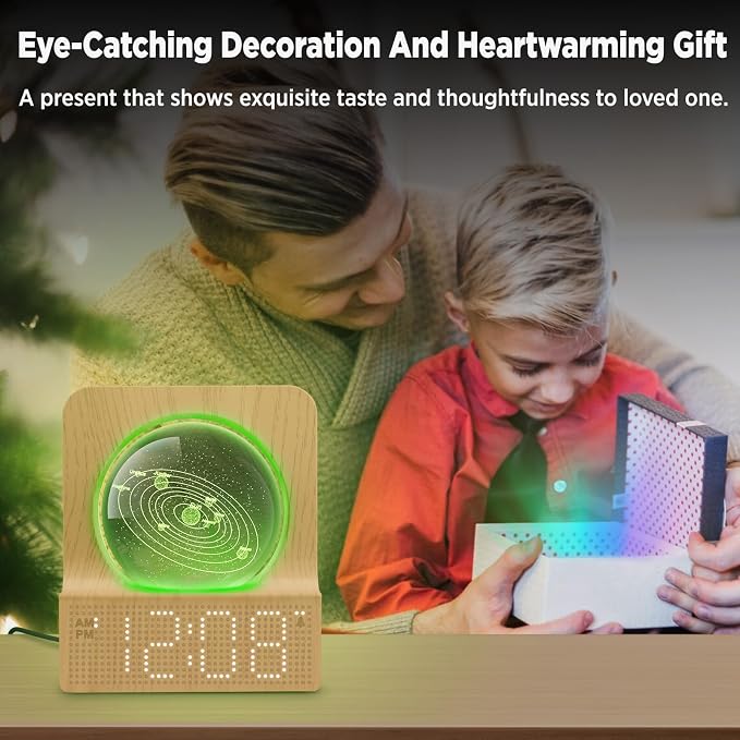 DreamSky Space Alarm Clock for Kids Teens with RGB Night Light for Bedroom
