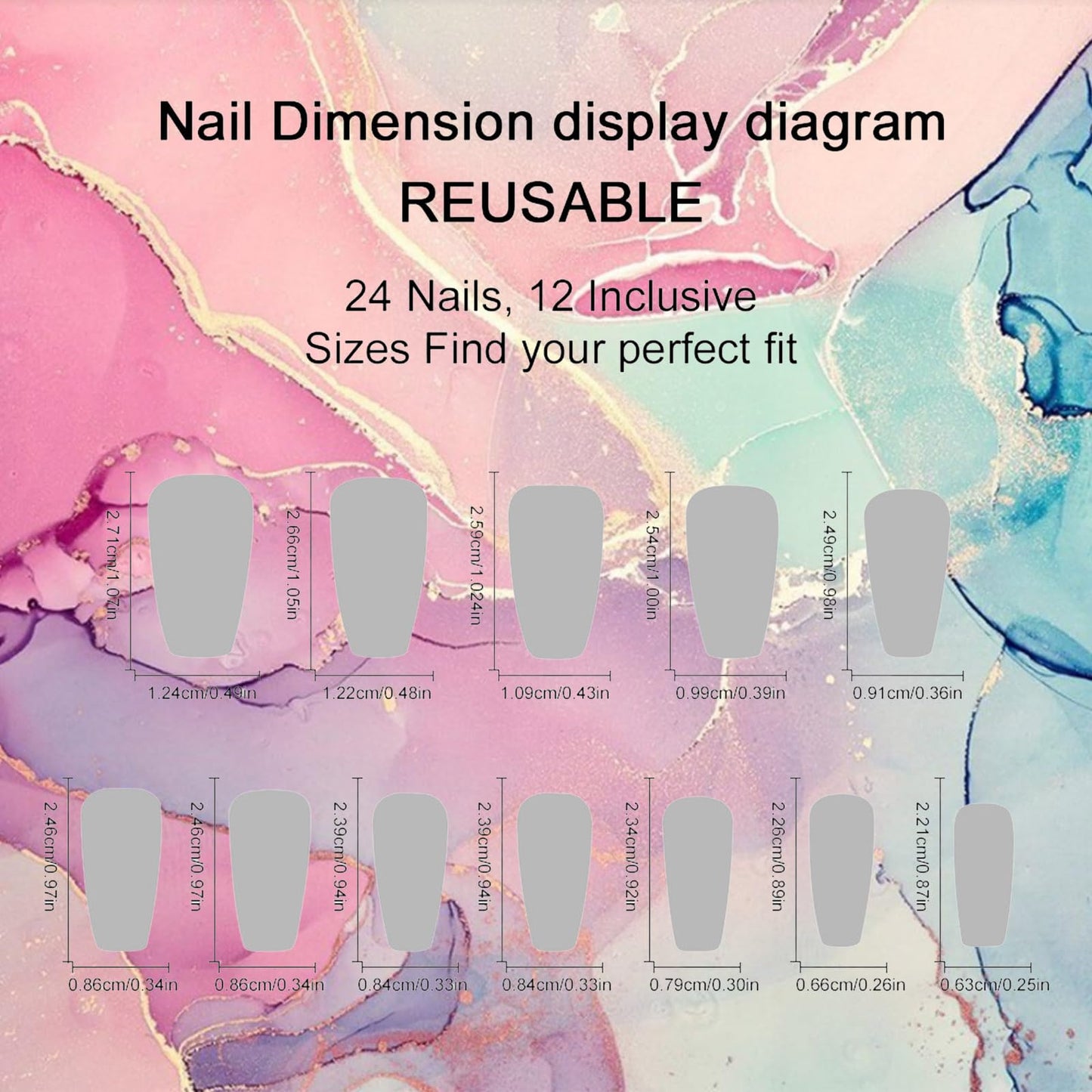 Red Ombre Press on Nails Marble Acrylic Full Cover Fake Nails 24Pcs Glossy Black Gradient Medium Coffin False Nail Crack Stick on Nail Curve Line Gel Glue on Fingernails for Holiday Manicure Art