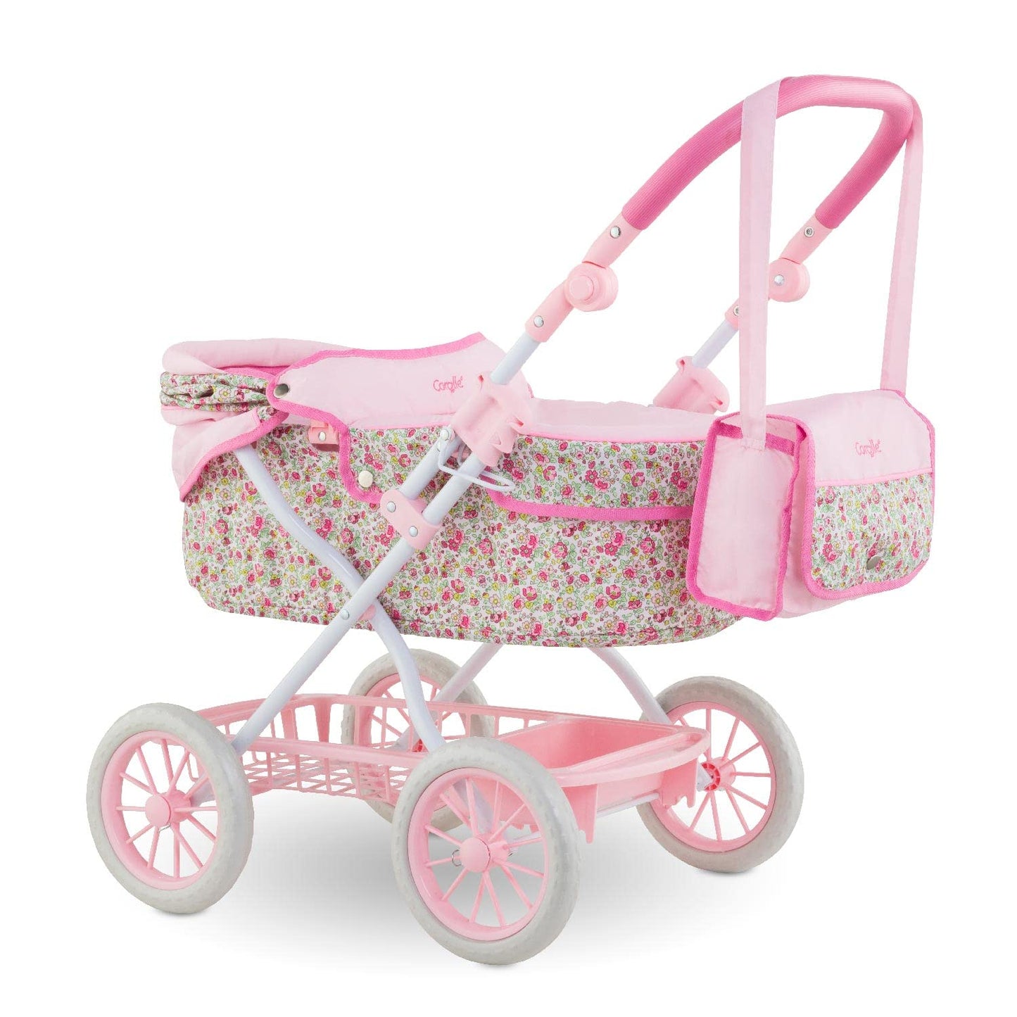 Corolle Baby Doll Stroller for Girls, Foldable Kids Toy Baby Stroller for Dolls with Carriage Design, Pink Pram
