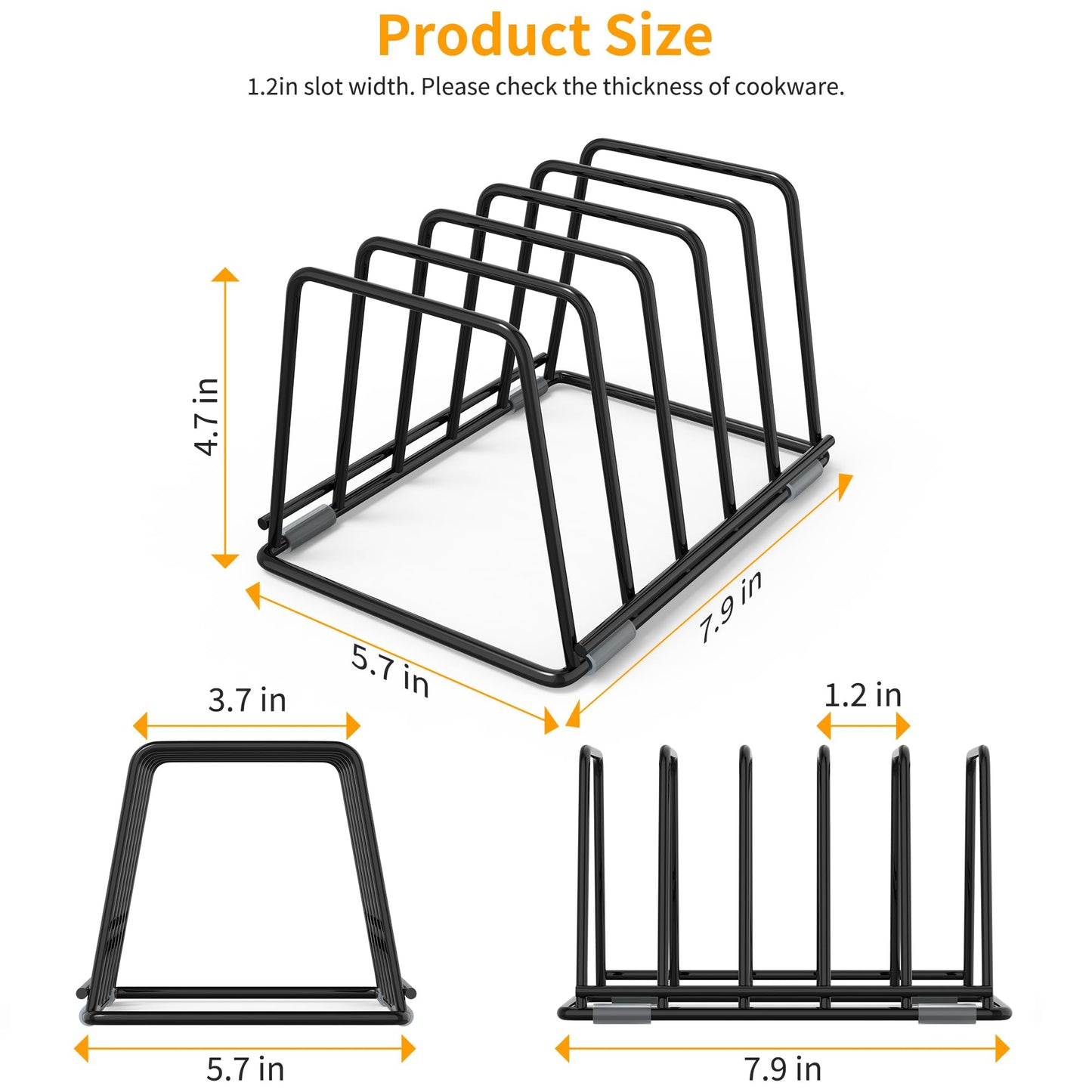 LAEMYFYRE Cutting Board Organizer Kitchen Organizer Rack for Cutting Board, Bakeware, and Cookie Sheet, 5-Slot Heavy-Duty Steel Cookware Holder,Rust-Resistant with Anti-Slip Feet (2, Small)