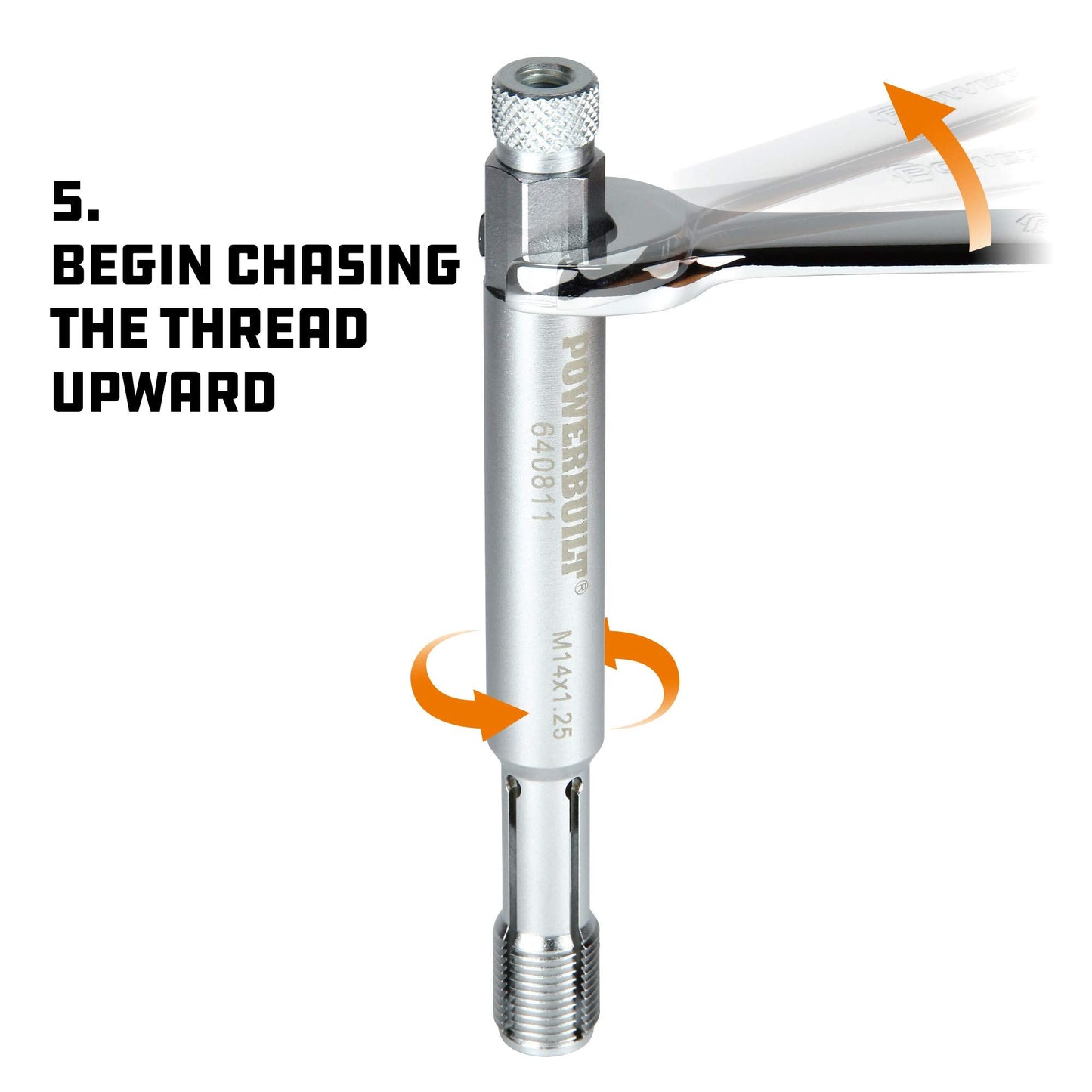 Powerbuilt 14mm Back Tap Spark Plug Thread Repair Tool, Straightening Tool, Motorcycle Spark Plugs, Repairs Damaged Threads, Collapsible Design - 640811