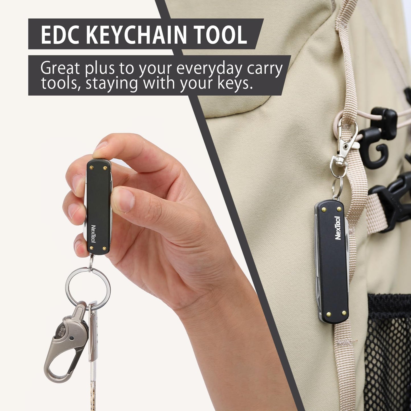 NexTool Keychain Knife, 5 in 1 Mini Multitool Key Chians, Small Pocket Knife with Key Ring, Scissors, Screwdrivers and Nail File, Cool Gadget Gifts for Men Women Dad Boyfriend Everyday Carry(Black)