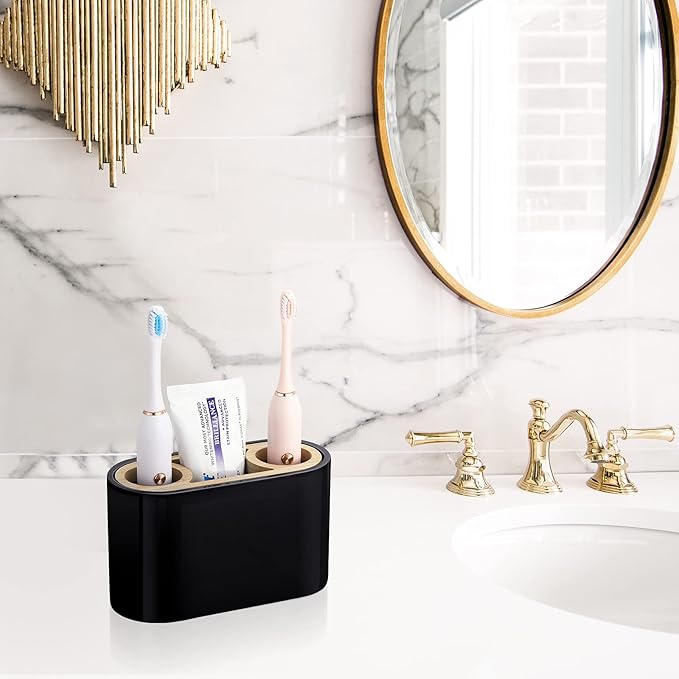 Shinowa Toothbrush Holder,Premium Toothbrush Organizer,Bathroom Storage Organizer for Electric Toothbrush, Toothpaste, Razor, Comb, Black