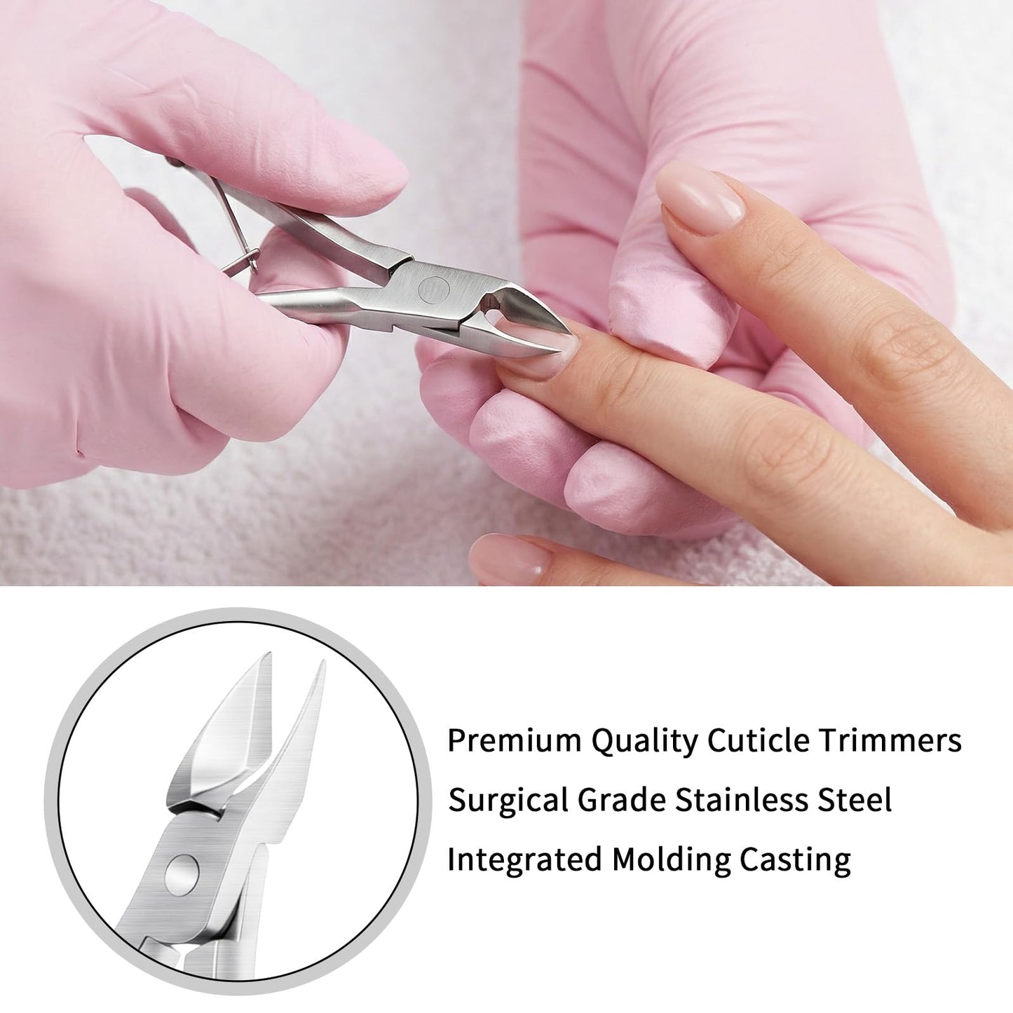 Ckhoid 20 Pieces Cuticle Trimmer with Cuticle Pusher, Professional Stainless Steel Cuticle Nippers Cuticle Remover Manicure and Pedicure Set Nail Care Kit Tools for Fingernails and Toenails (Silver)