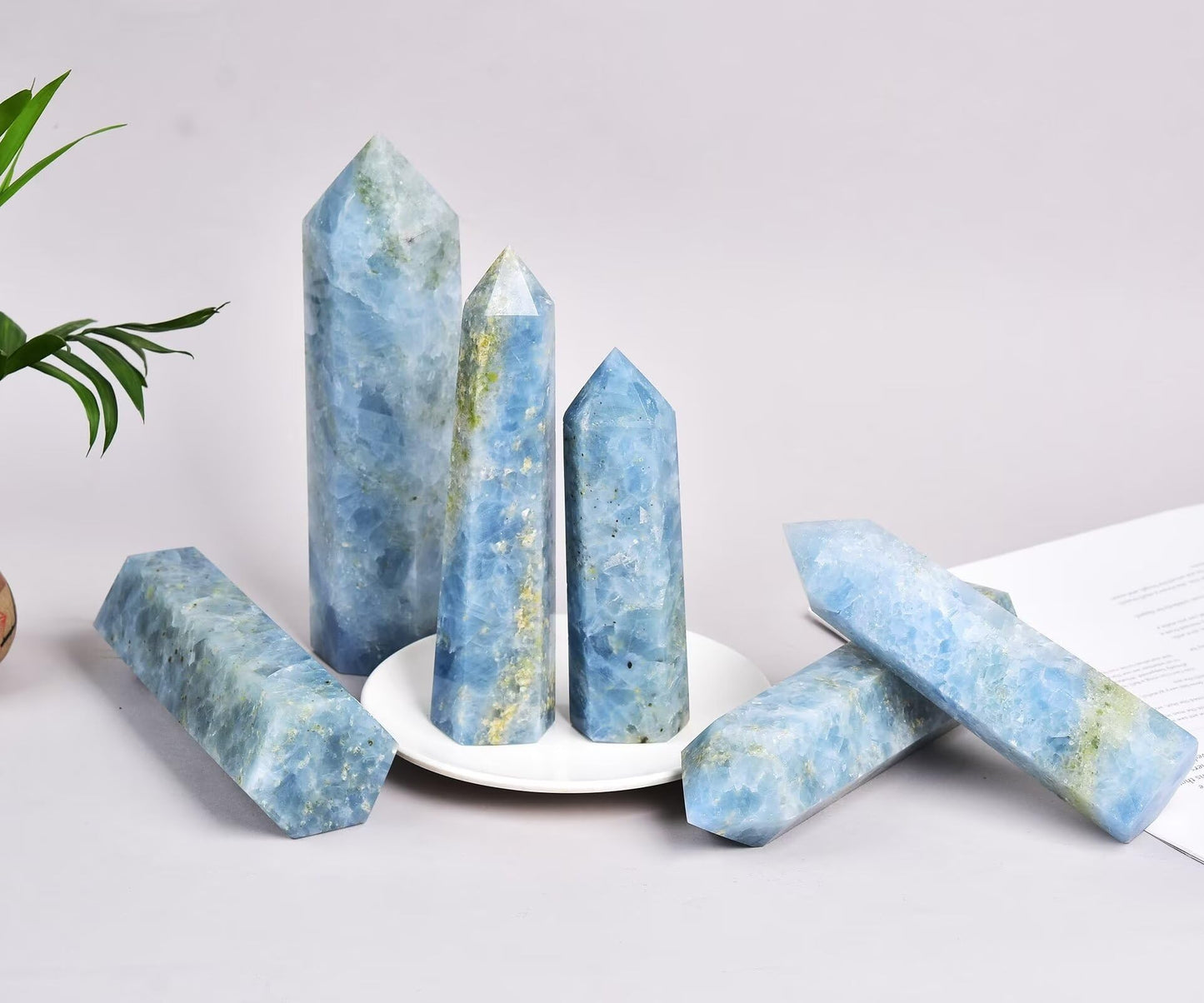 Blue Celestite Stone Tower Obelisk Healing Crystal Wand Large Reiki Meditation Stone Gifts 1.1-1.7 LBS