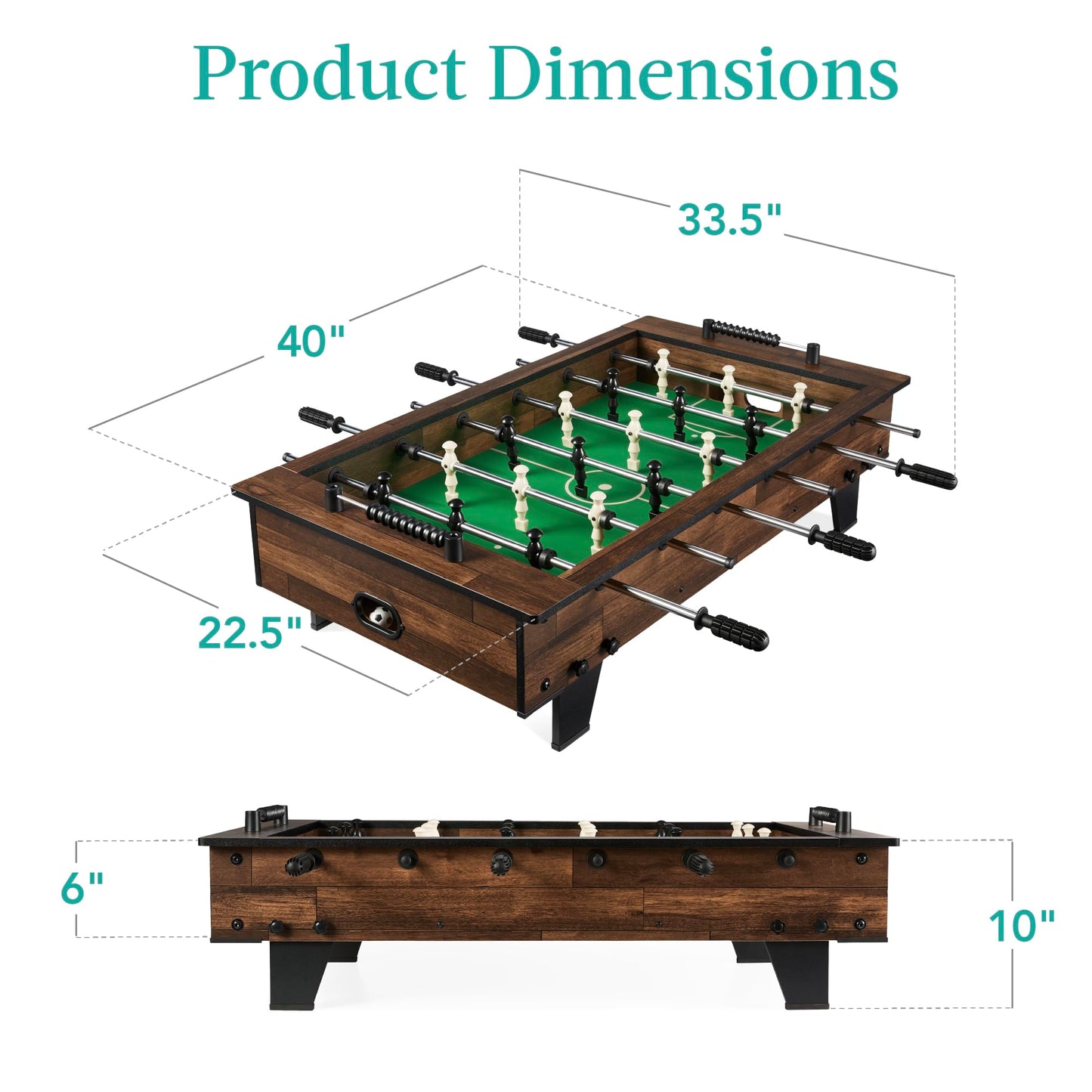 Best Choice Products 40in Tabletop Foosball Table, Compact Mini Arcade Table Hand Soccer for Kids and Adults, Home, Game Room w/ 2 Balls - Dark Wood