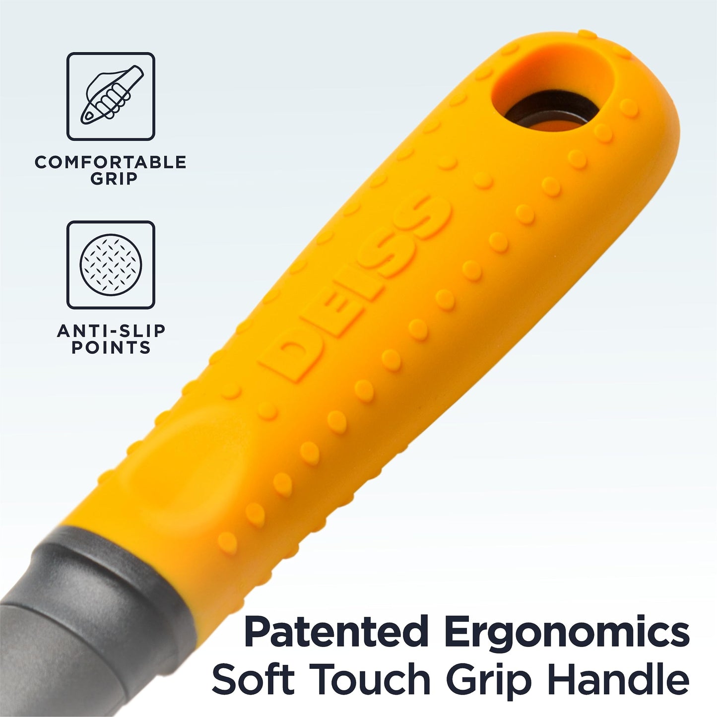 Deiss Pro Heavy Duty Can Opener Manual Smooth Edge, Handheld Can Opener With Soft Touch Handle, Rust Proof Safety Can Opener Oversized Handheld Easy Turn Knob, Best Large Lid Openers (ORANGE)