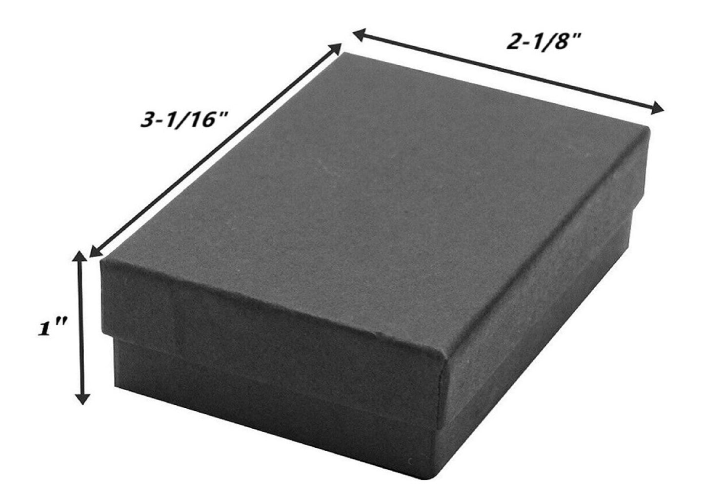 RJ Displays 25 Pieces Pack Cotton Filled Matte Black Pack Cotton Filled - Jewelry Pendant Earring Necklace Bracelet Packaging 3" X 2" X 1" Inch #32 Size (Matte Black)