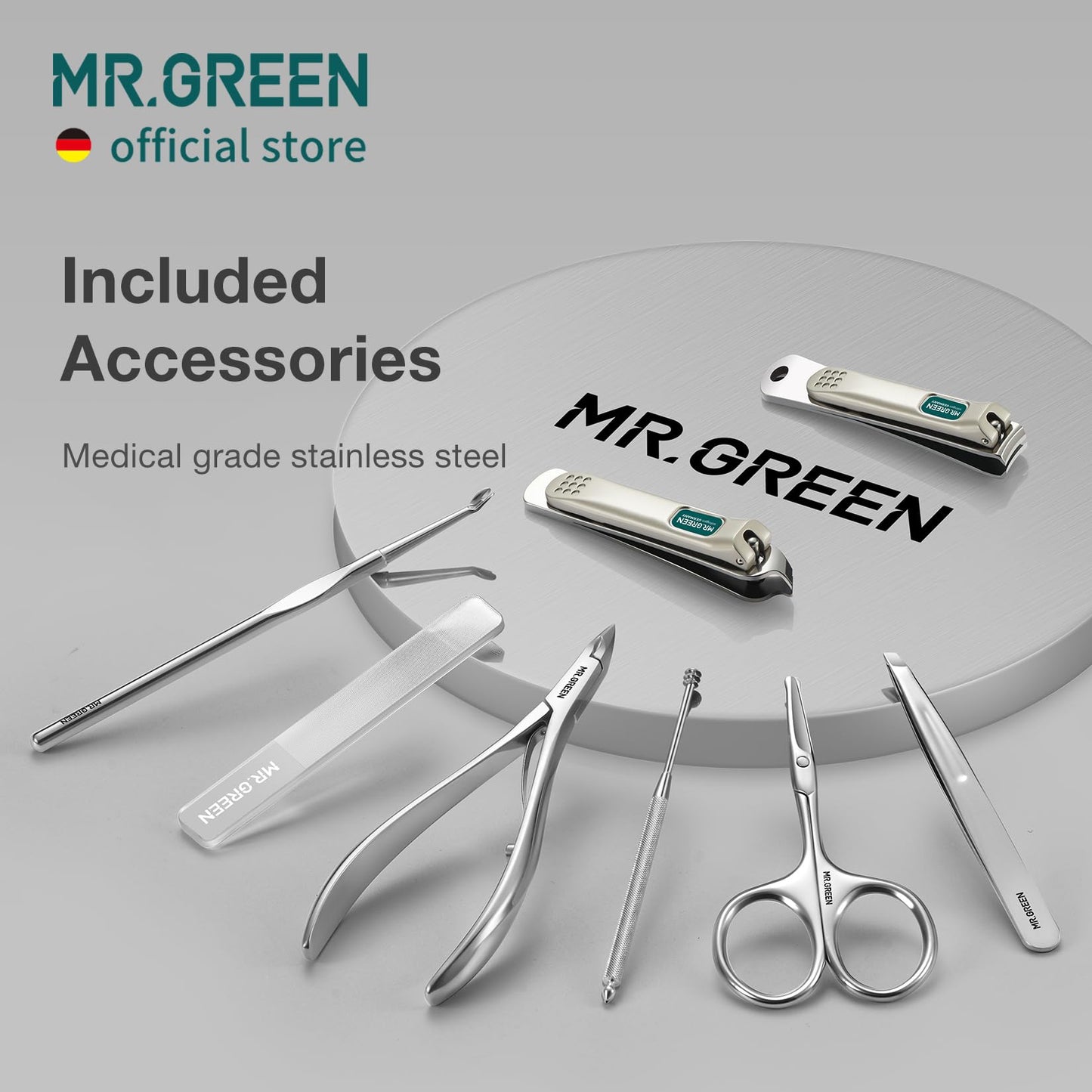 MR.GREEN Manicure Sets Nail Clipper Set 8 in 1 Pedicure Kits Stainless Steel Personal Care Tools with Microfiber Leather Case(Mr-6659)