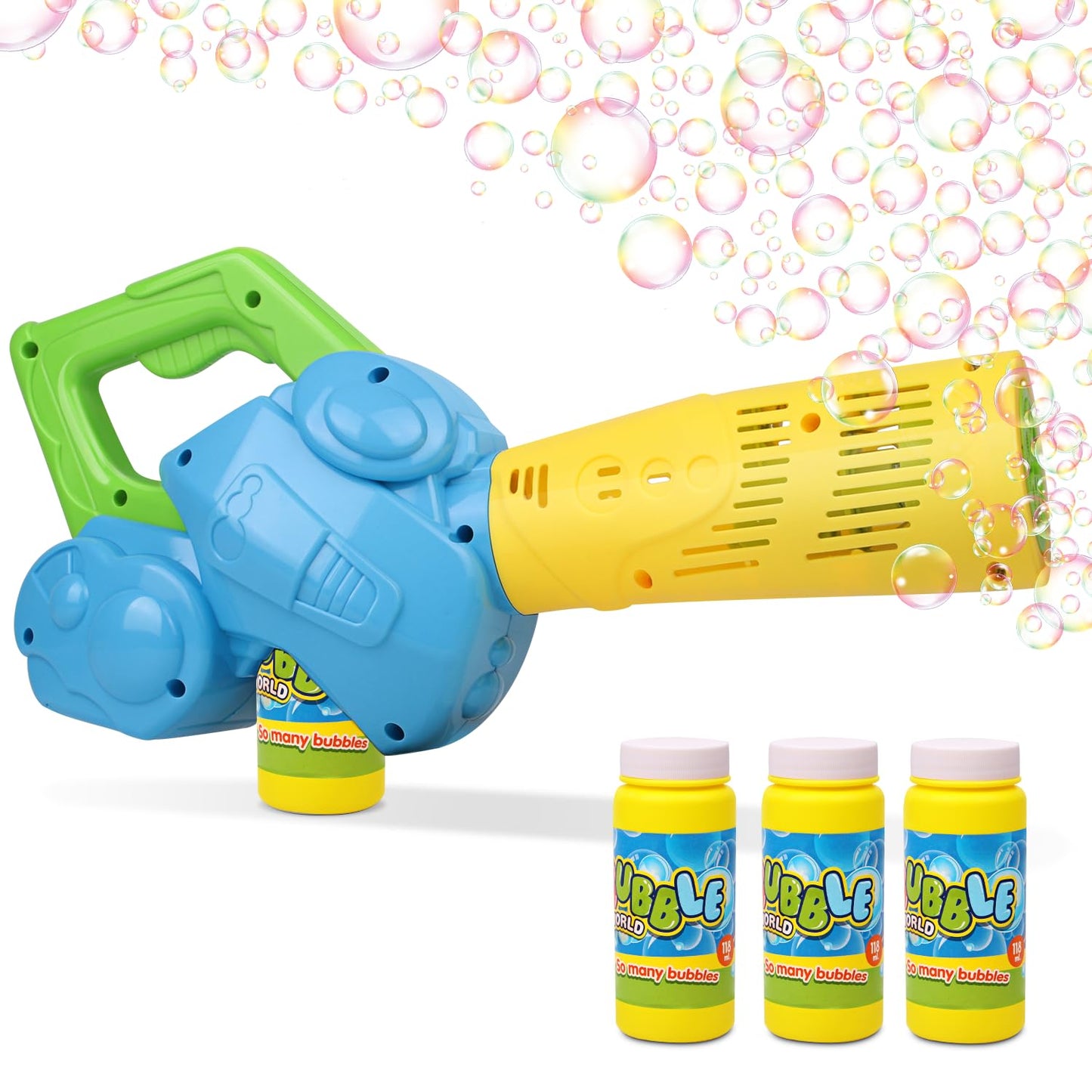 Duckura Bubble Leaf Blower, Outdoor Bubble Machine for Toddlers 1-3, Kids Bubble Gun Blower with 3 Bubble Solution, Summer Outside Yard Toy, Easter Party Favor Birthday Gift for Age 2 3 4 Boy