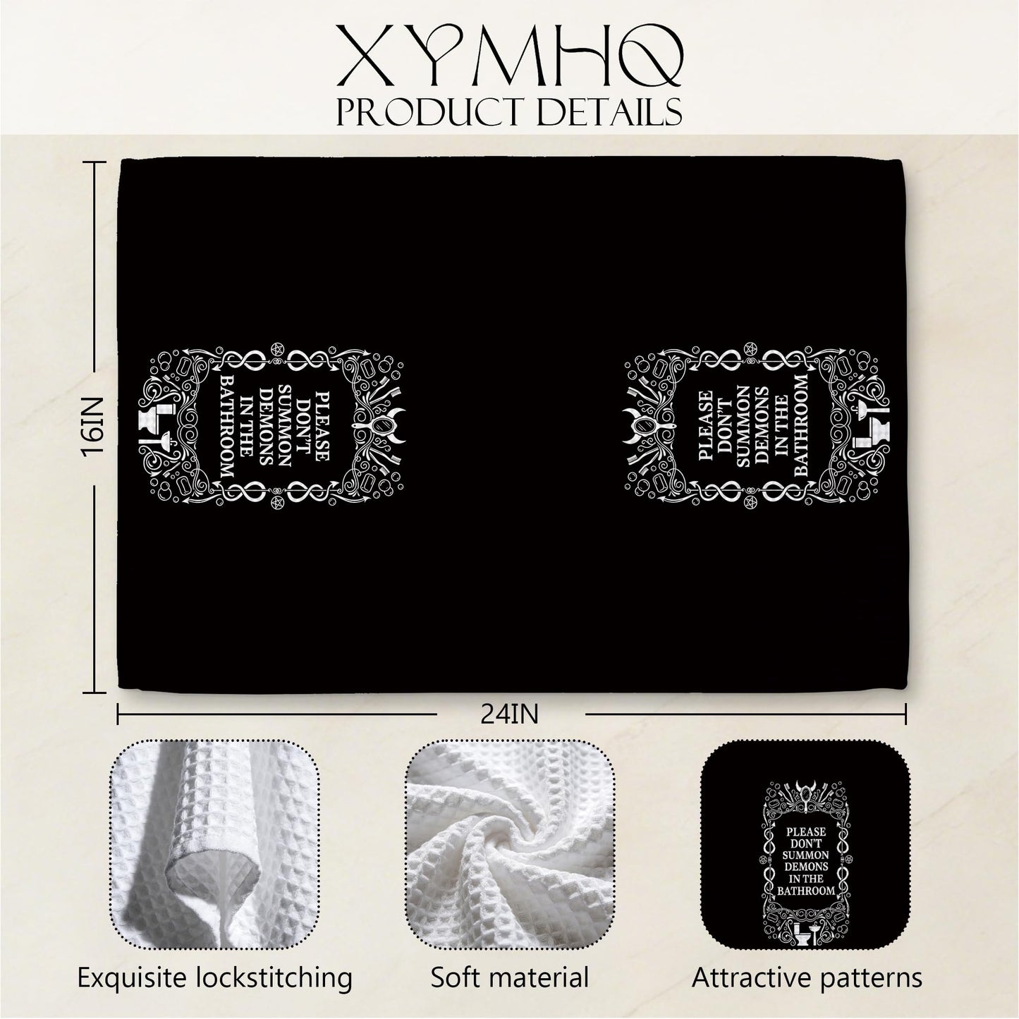XYMHQ Black Demon Gifts Hand Towel 16x24, Black Demon Decor Gothic Dish Cloth, Please Dont Summon Funny Bathroom Decorative Towels, Spooky Housewarming Gifts for Men.
