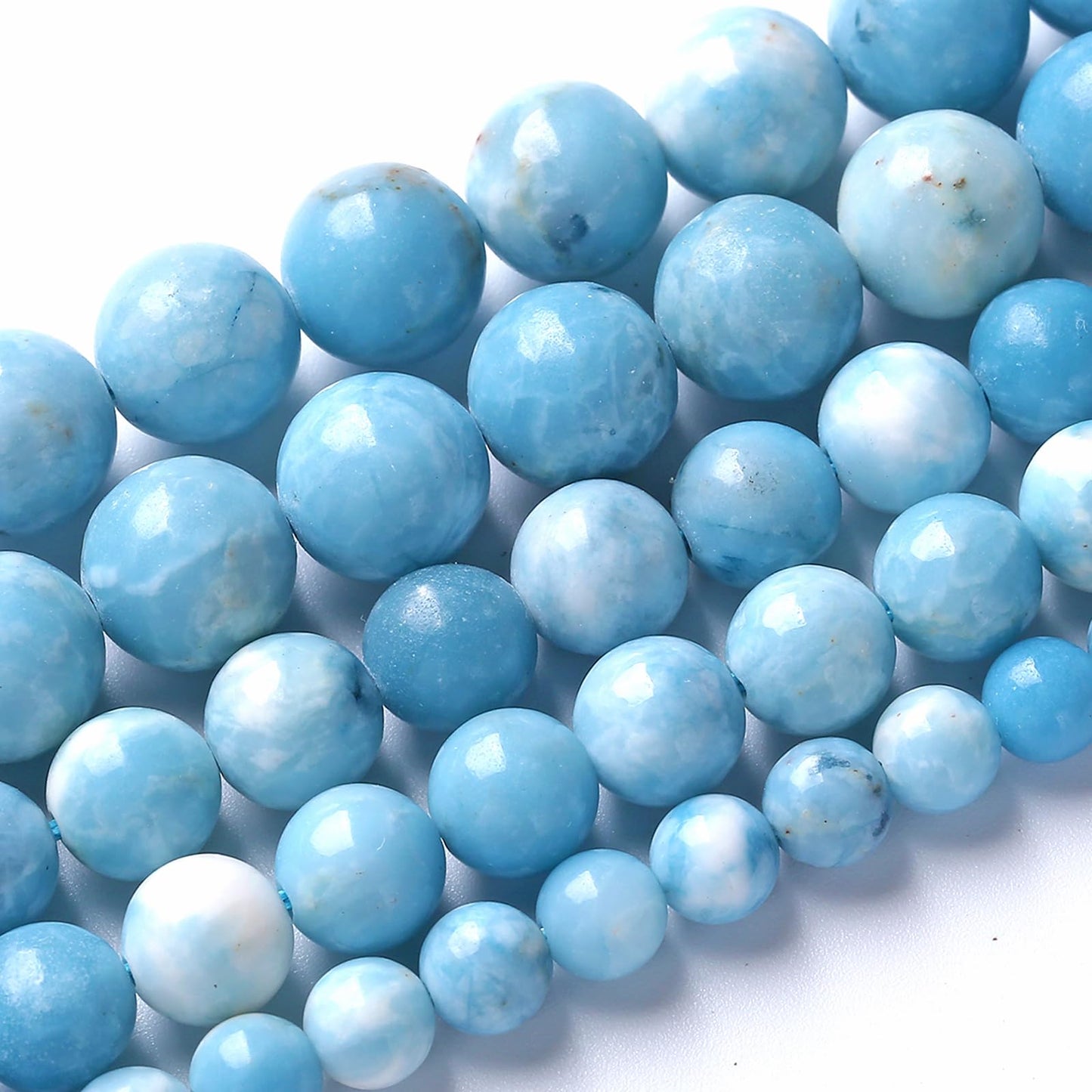 10MM Natural Larimar Blue Gemstone Beads Stone Round Loose Beads for Jewelry Making DIY Bracelet 72pcs 2 Strands 32"