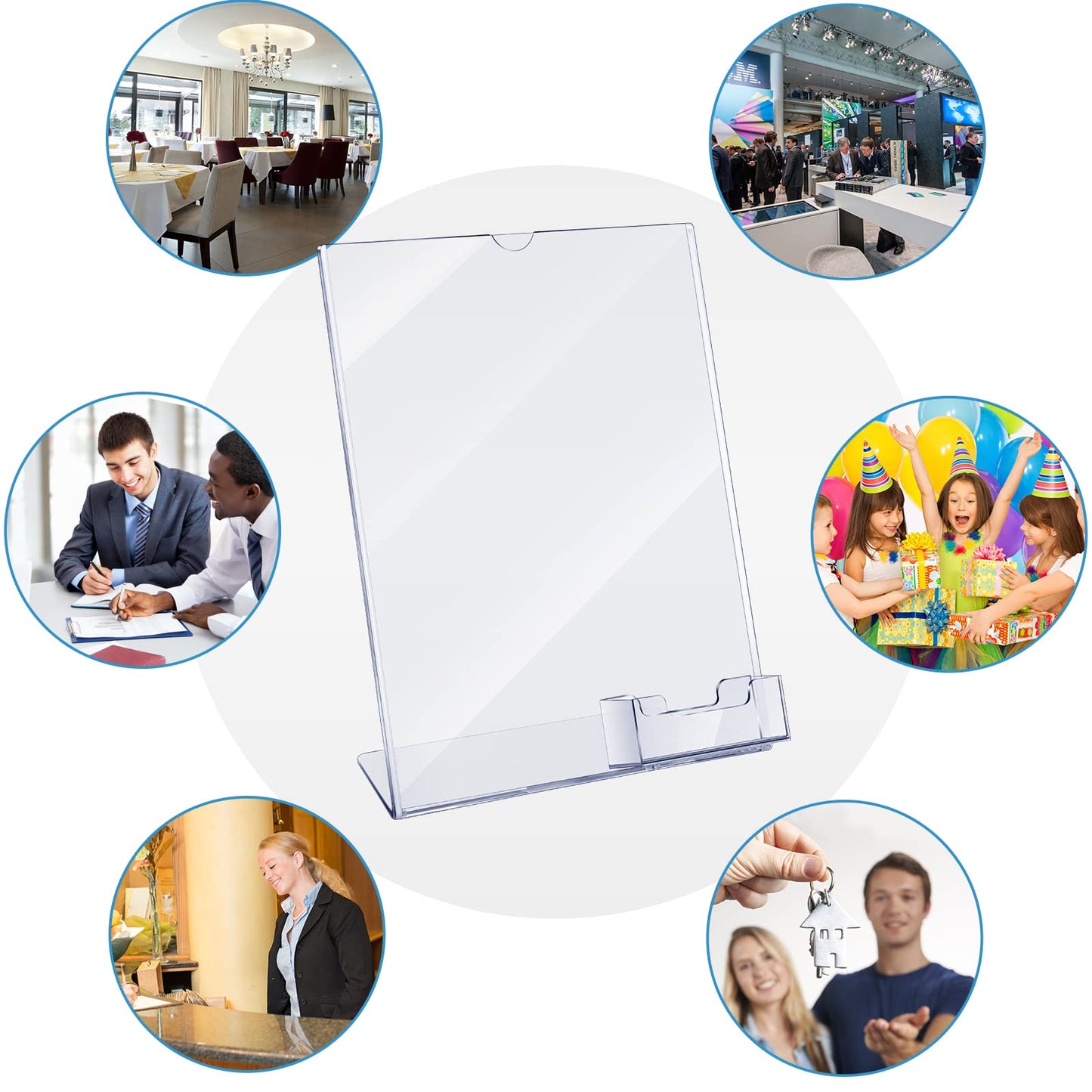 Geyee 8.5 x 11 Acrylic Sign Holder with Business Card Holder Clear Brochure Display Stand with Attached Business Card Pocket Advertisement Printed Material Flyer Holder Flyer Stand Frame (3)