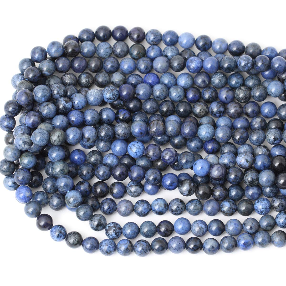 CHEAVIAN 45PCS 8mm Natural Dumortierite Gemstone Round Loose Stone Beads for Jewelry Making Crafts Design 1 Strand 15"