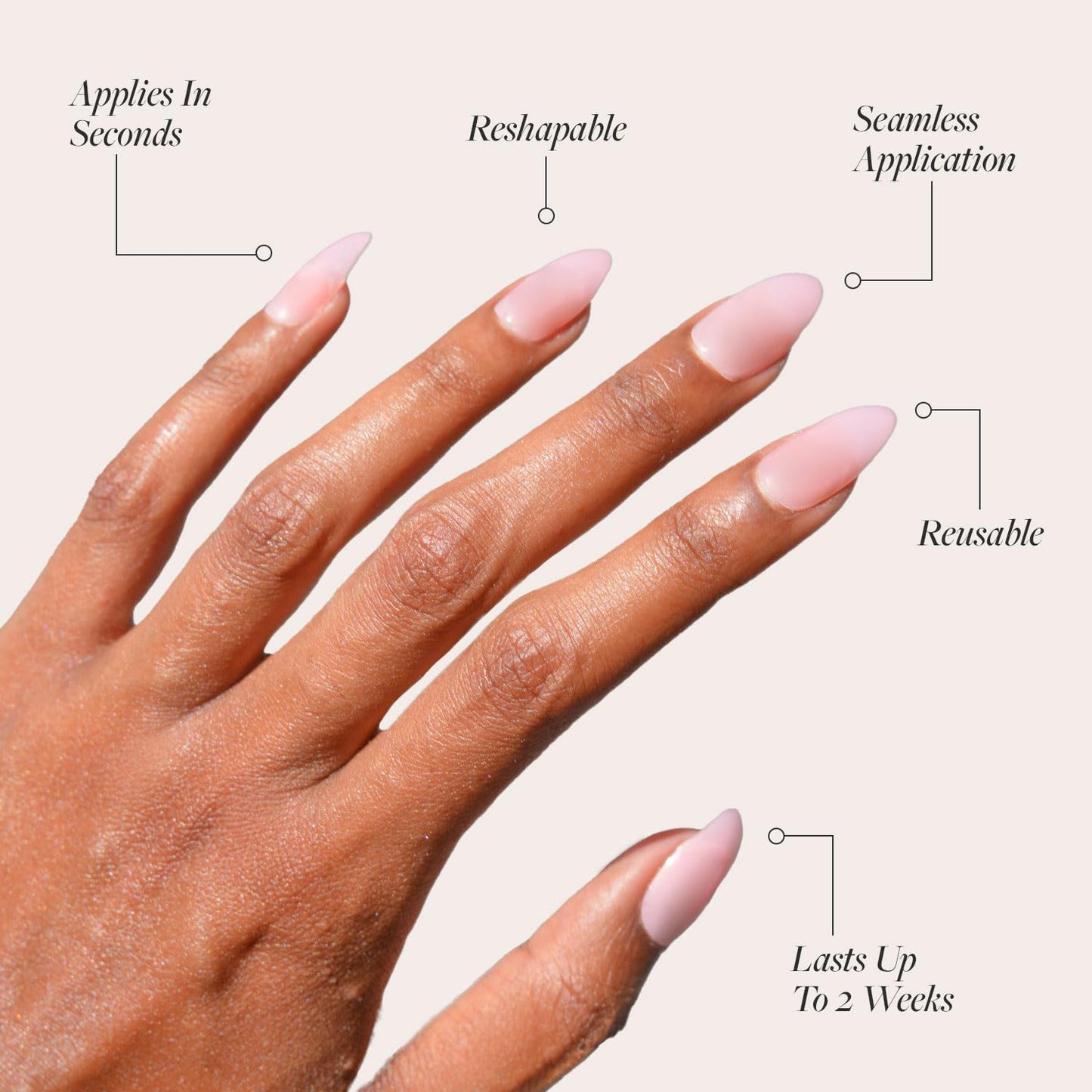 Glamnetic Press On Nails - Cloud 9 | Jelly UV Finish Medium Pointed Almond Shape Fake Nails, Salon Quality in 15 Sizes, Semi-Transparent - 30 Nail Kit with Glue