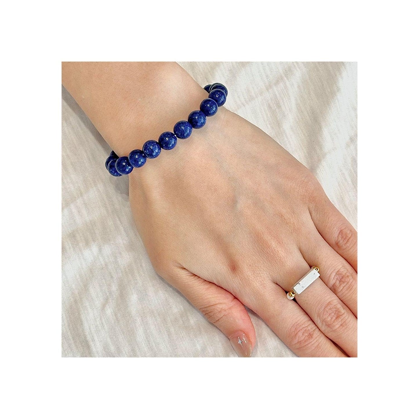 Orivora Handmade 8mm Crystal Stretch Bracelets for Women, Natural Gemstone Healing Jewelry, Positive Energy & Chakra Beaded(Lapis Lazuli Set)