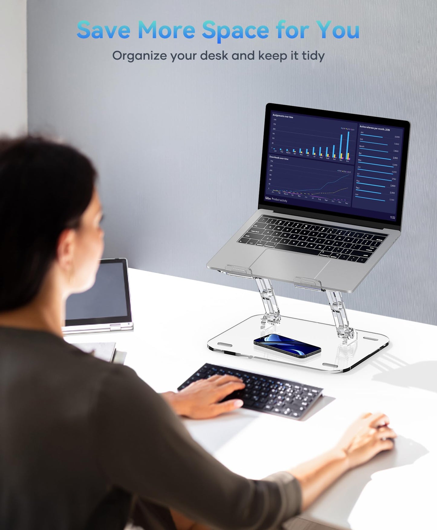 Lpoake Adjustable Foldable Laptop Stand, Portable Ergonomic Computer Stand for Laptop, Compatible with 10 to 15.6 Inches Notebook Computers
