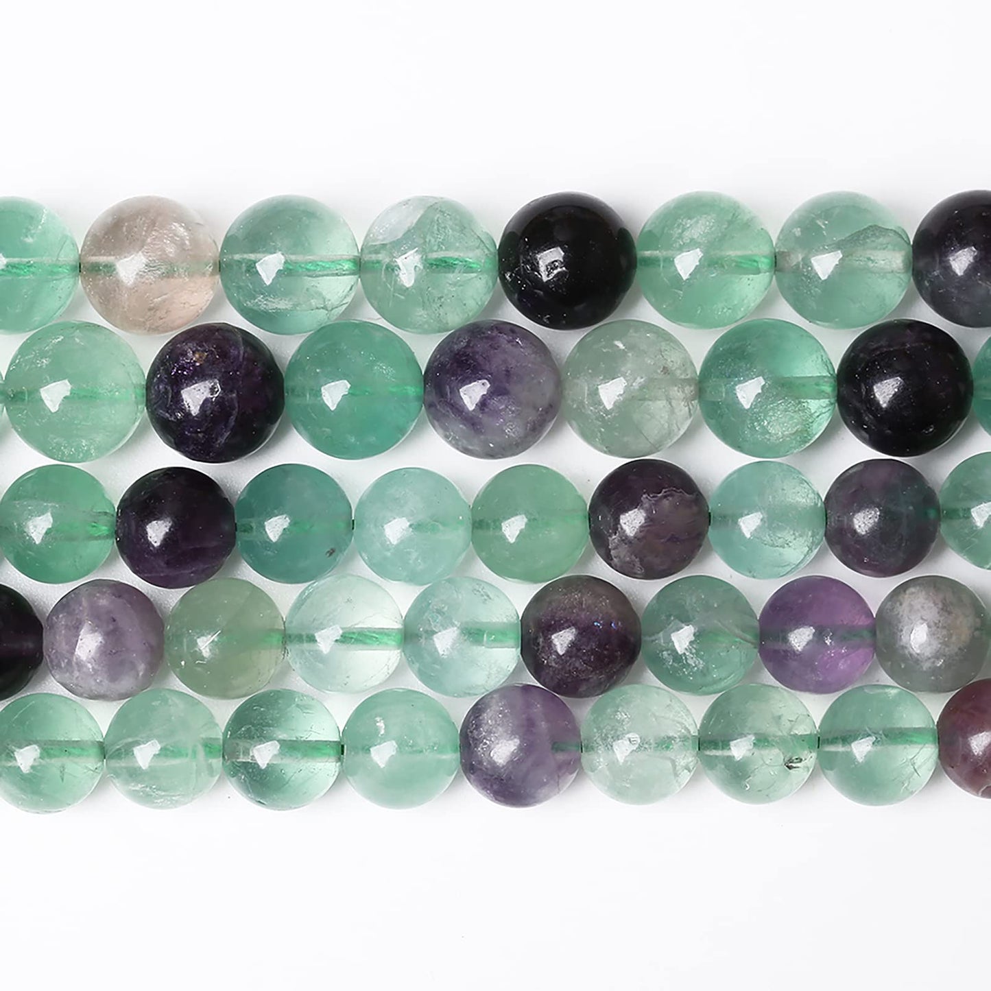 46pcs 8mm Natural Stone Beads Fluorite Gemstone Round Loose Beads for Jewelry Making DIY Bracelet Necklace 15"