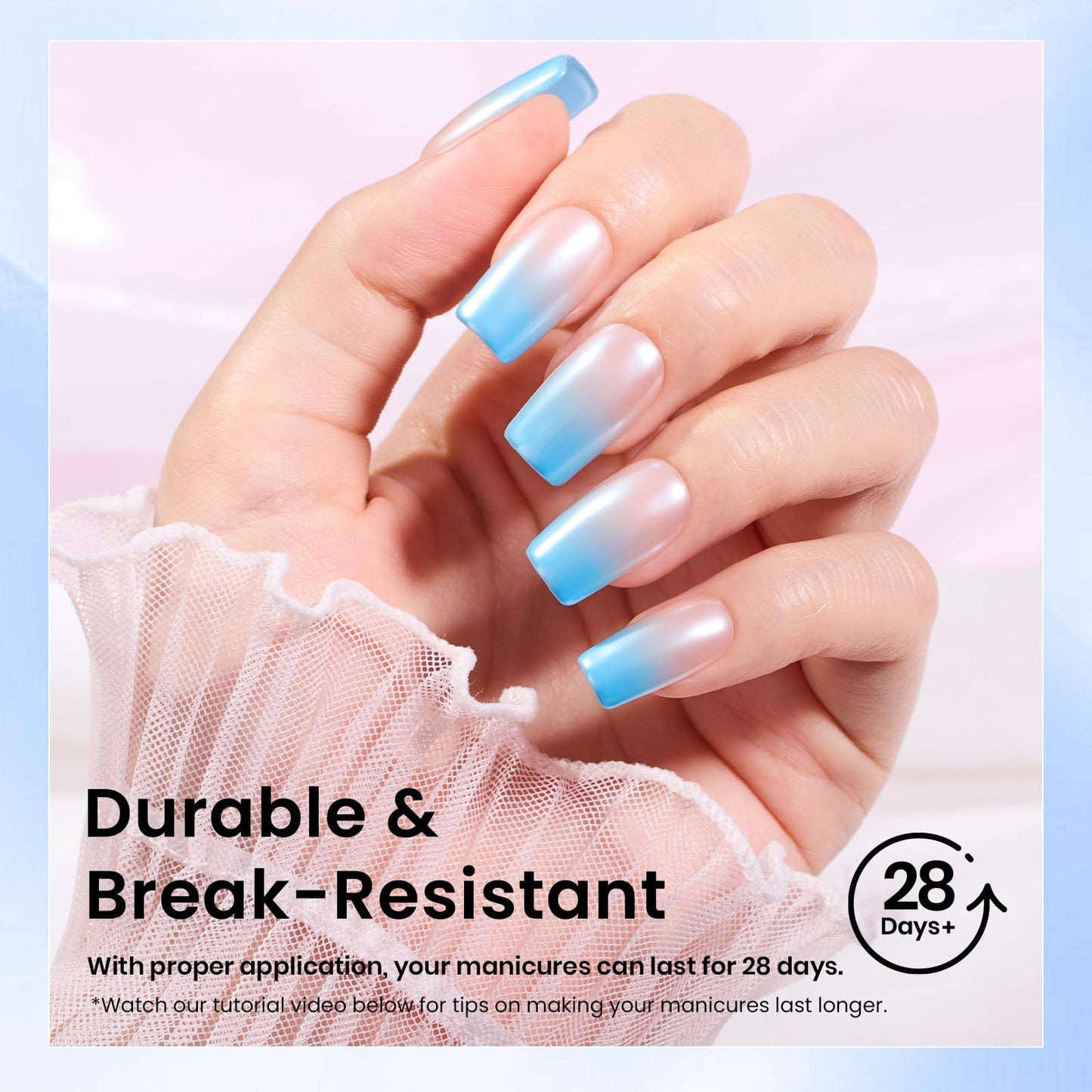 Beetles Gel Nail Tips Square Short, 288Pcs 12 Sizes Pre-Etched Half Matte Full Cover Soft Acrylic False Nail Tips Easy DIY Glue On Etch-X Nail Extension Salon Gift for Women Girls