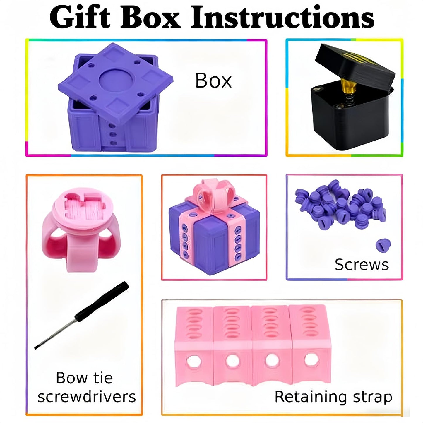 RAESOUL Gotcha Box The Annoying Present,Annoying Gift Box with 3D Printed Screws & Pop Up Finger Surprise,Perfect for Birthdays,Office & Halloween,White Elephant Gifts