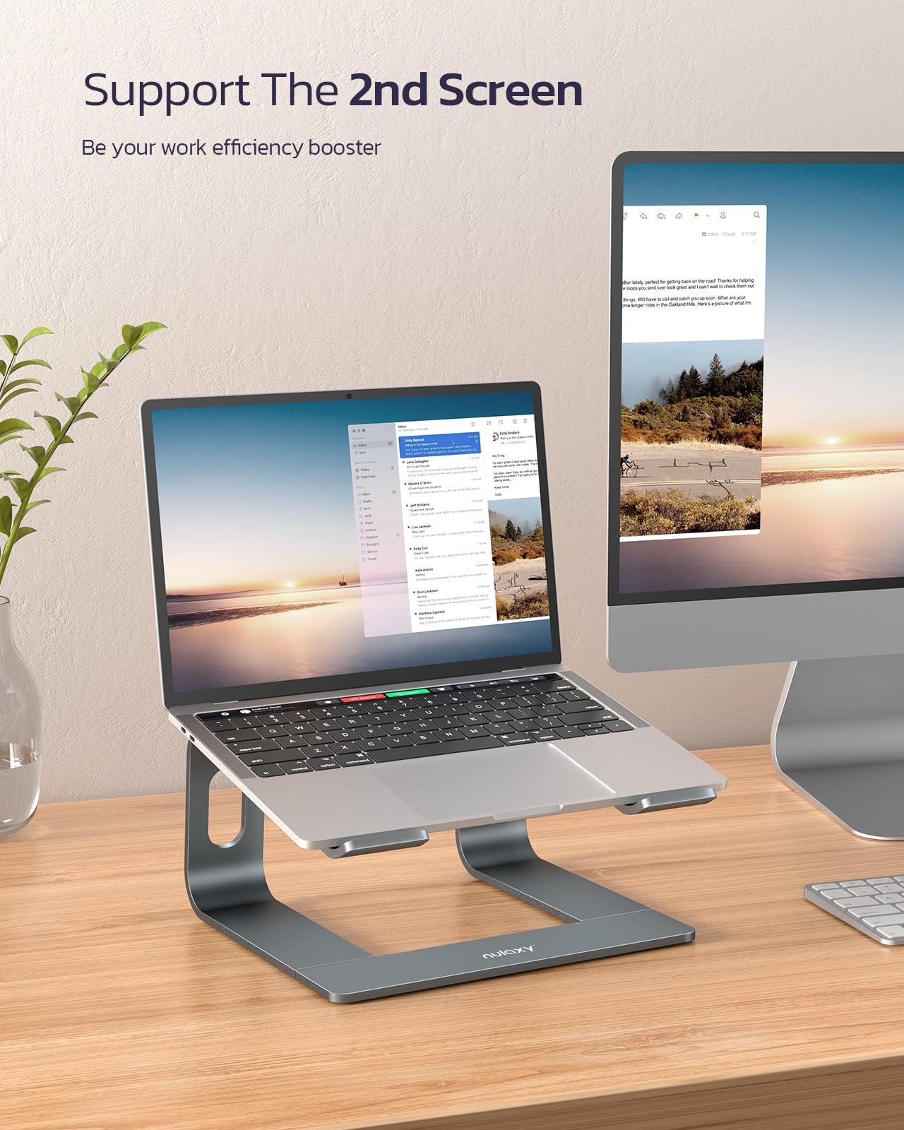 Nulaxy All-Aluminum Laptop Stand for Desk, Ergonomic Detachable Ventilated Cooling Computer Riser, Anti-Slip Design Notebook Holder Compatible with All 10-16" Laptops (MacBook, Dell XPS, HP, Lenovo)
