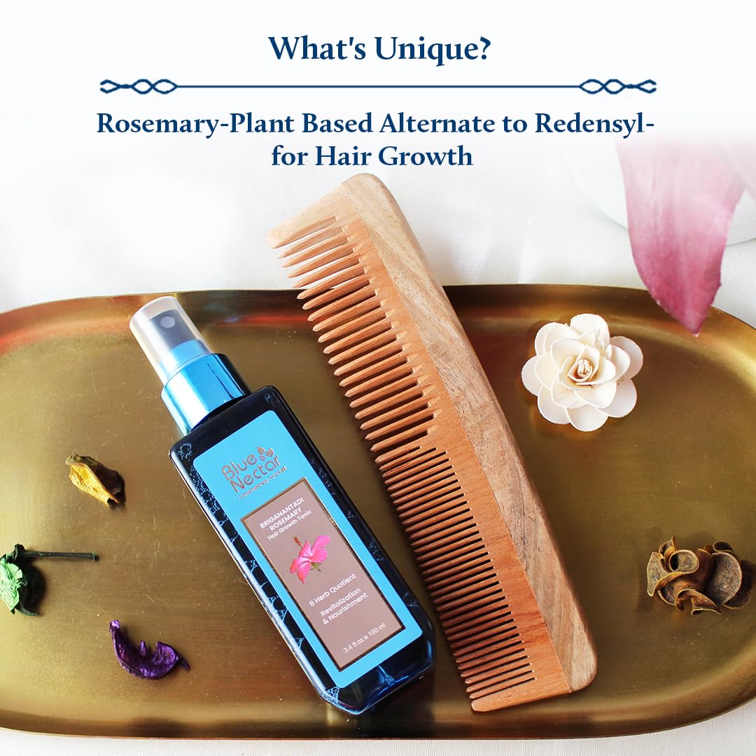 Blue Nectar Hair Growth Serum with Rosemary Oil for Hair Growth | Ayurvedic Hair Tonic Spray (8 Herbs, 3.38 Fl Oz)