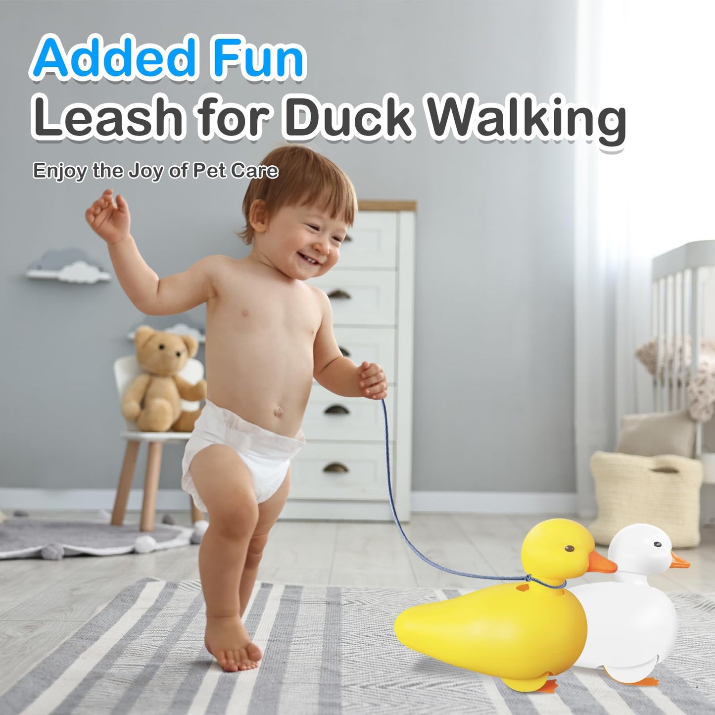 SOCBTNSO 2-Pack Duck Bathtub & Pool Toys - Realistic Walking Ducks | Waterproof Baby Bath Toys, Gift for Toddler Boys & Girls