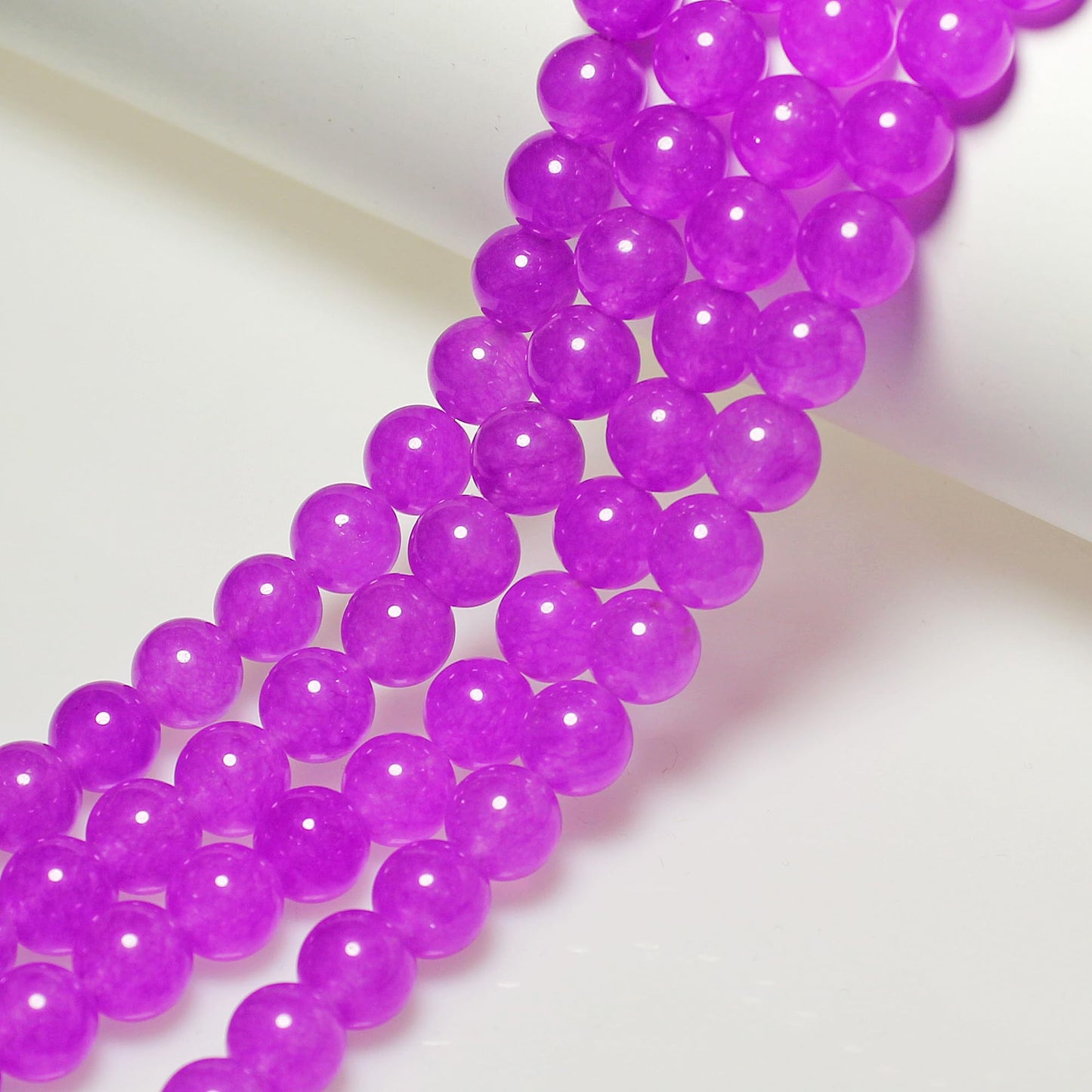 MJDCB Stone Beads 8mm 43pcs Round Purple Red Jade Loose Gemstone Bead Charms for Jewelry Making Bracelet Necklace Earring Pendant