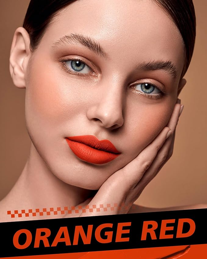 Red Lipstick Set Long Lasting 3Pc Matte Liquid Lipsticks for Women Non Transfer Smudgeproof Red Purple Orange Lipstick Kit Cruelty Free Lip Color, 13/45/51